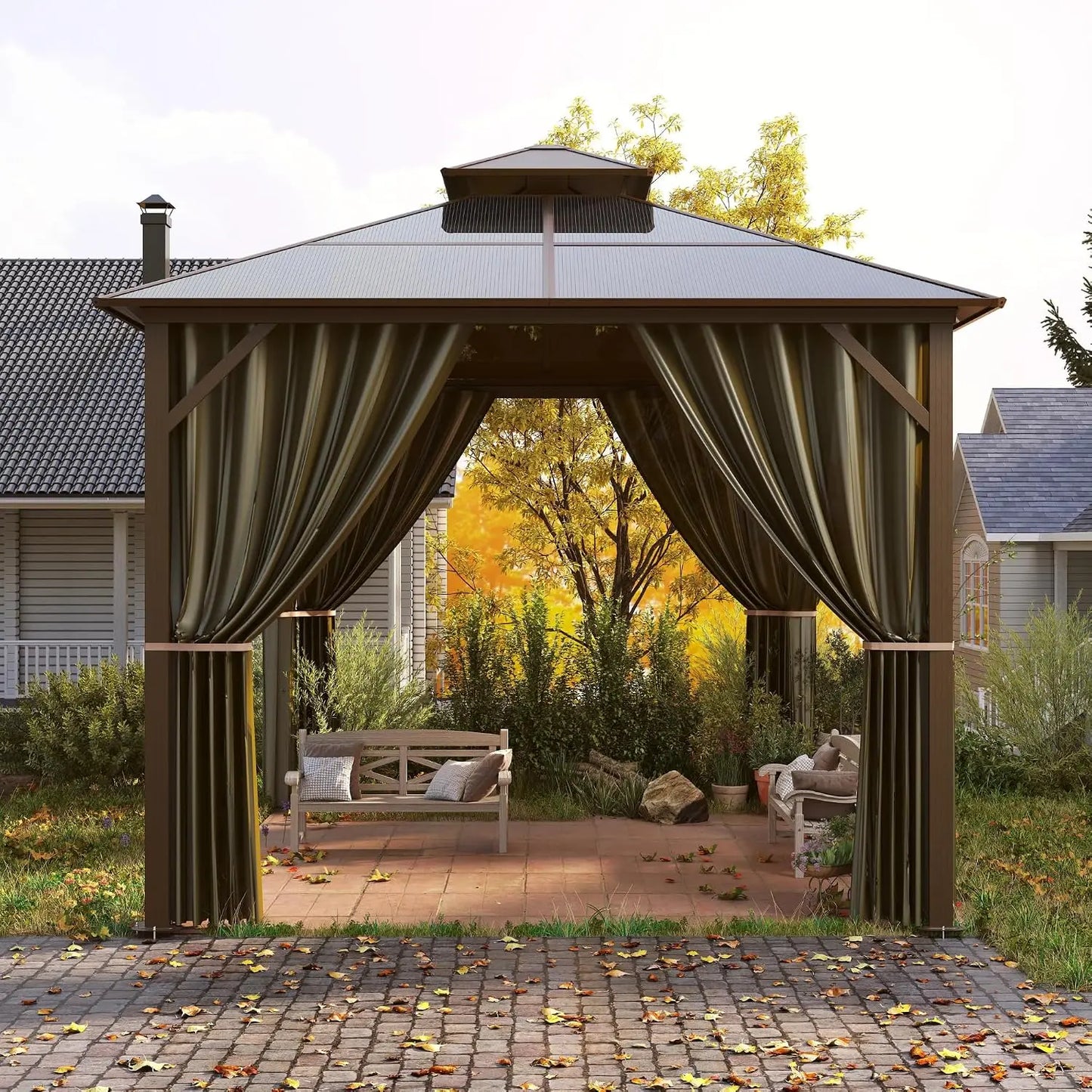 Hardtop Gazebo 10x12 With Double Poly Roof Aluminum Frame Kit