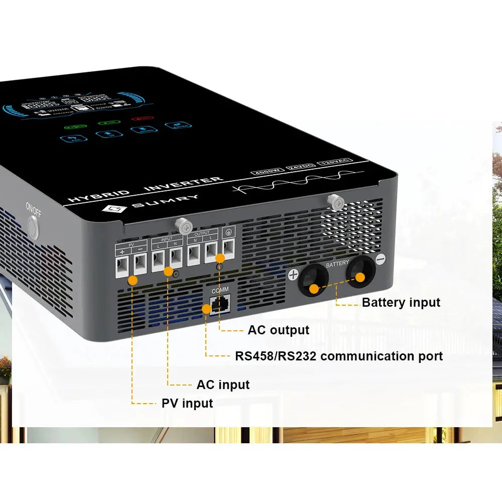 SUMRY 4KW 6KW 120V Off Grid Solar Inverter 24V 140A 5600W MPPT Charger Pure Sine Wave Home Inverter 6.25 Inch LCD Display by Beastly Survival Outlet SUMRY 4KW 6KW 120V Off Grid Solar Inverter 24V 140A 5600W MPPT Charger Pure Sine Wave Home Inverter 6.25 Inch LCD Display Beastly Survival Outlet