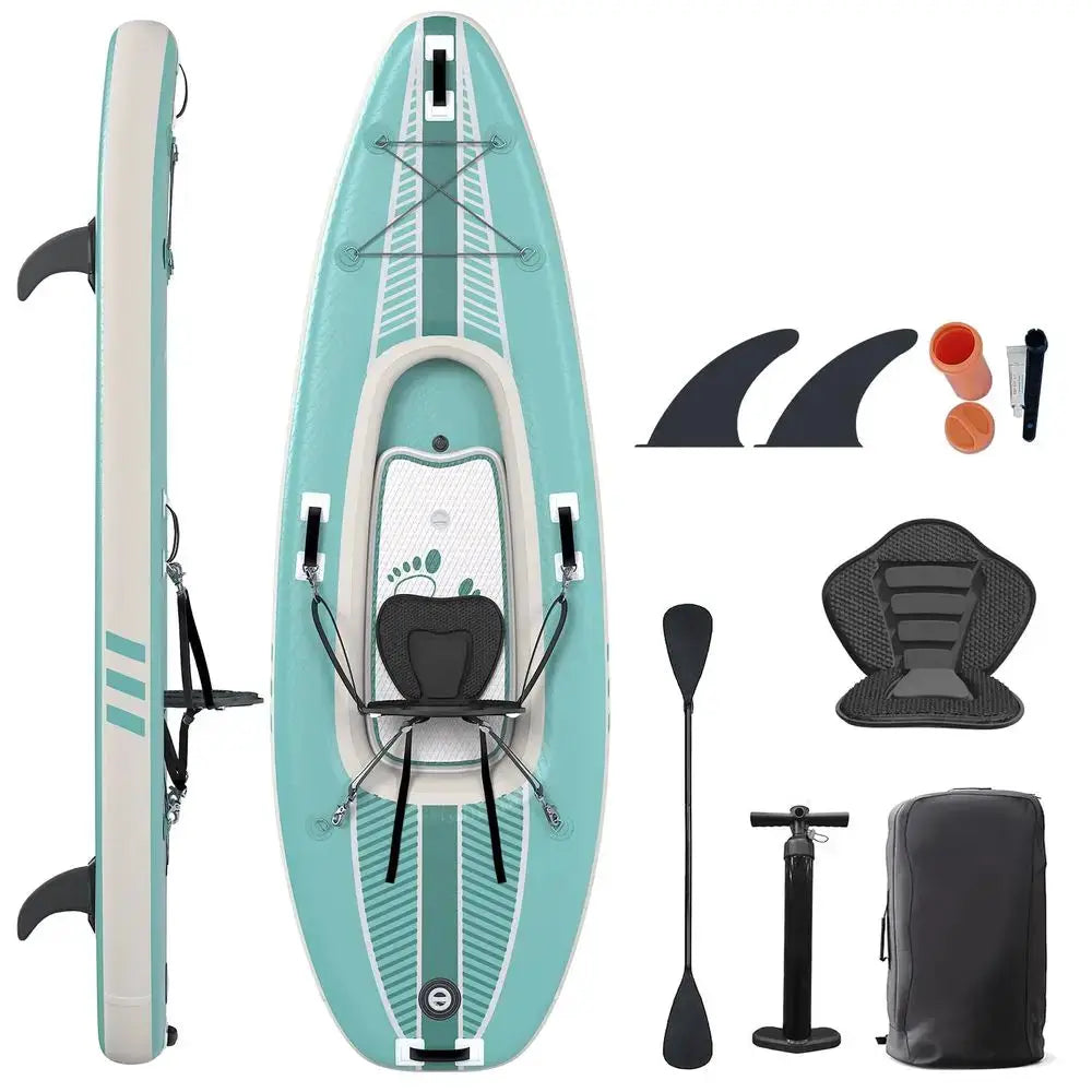 Inflatable Kayak with DropStitch Floor, Lightweight, Portable, Durable Solo Kayak for Fishing, Touring, and Recreational Paddli by Beastly Survival Outlet