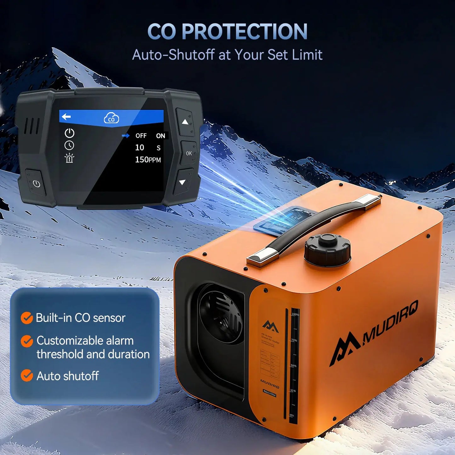 Mudiro 8KW Diesel Heater 12V 24V 240V With CO Protection TFT by Beastly Survival Outlet
