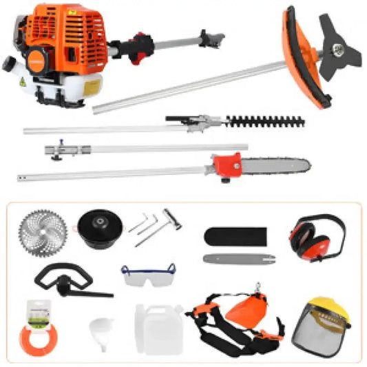 5 in 1 Lawn Mower 52CC Gas Weed Trimmer Cordless Hedge Trimmer 2-Stroke Brush Cutter Handheld Chainsaw Hedge Pruner Set by Beastly Survival Outlet