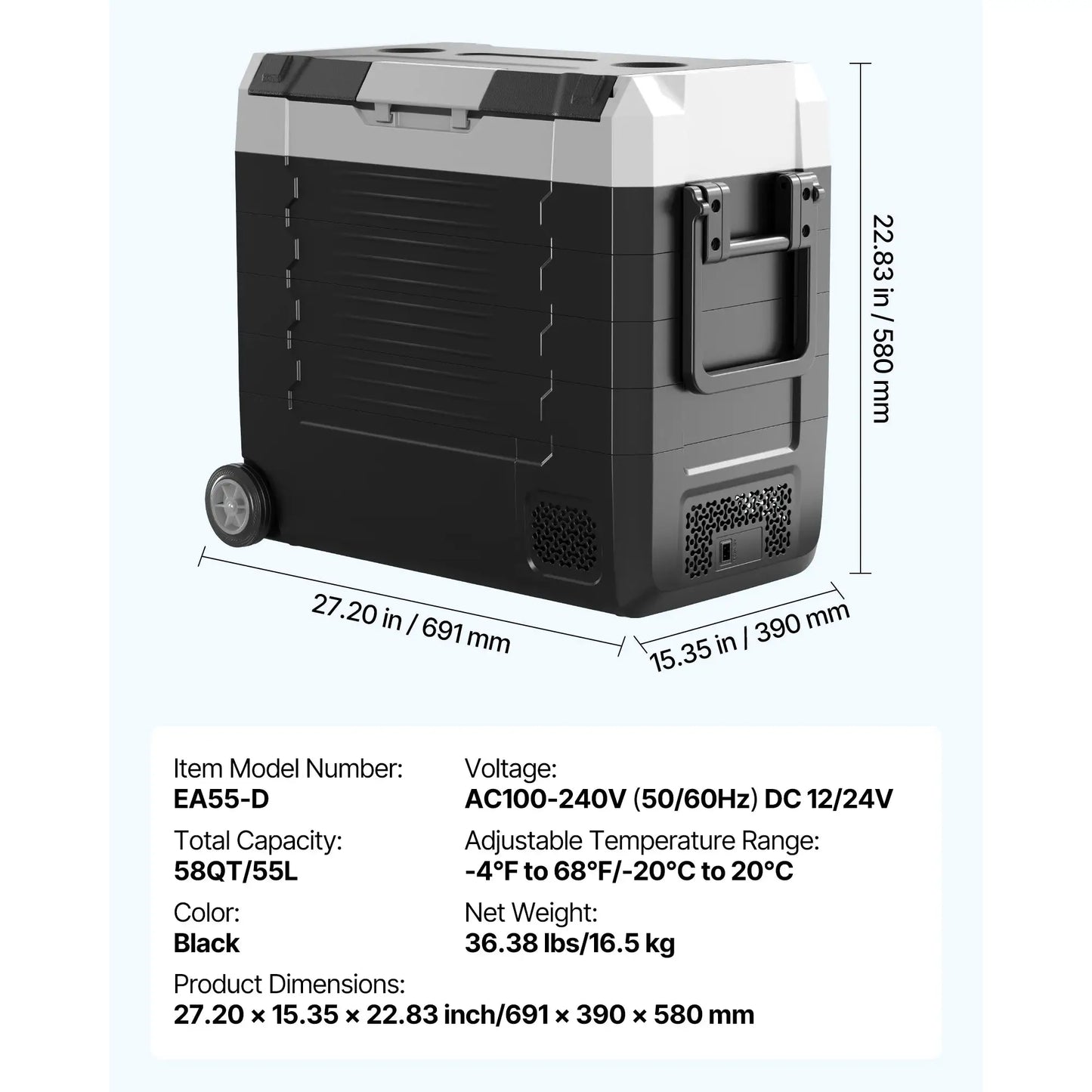 SucceBuy 35L 45L 55L Portable Foldable Handle Car Refrigerator with Wheel -4°F to 68°F Truck Refrigerator with APP Control Compressor Freezer for Camping Picnics Car Home Traval by Beastly Survival Outlet