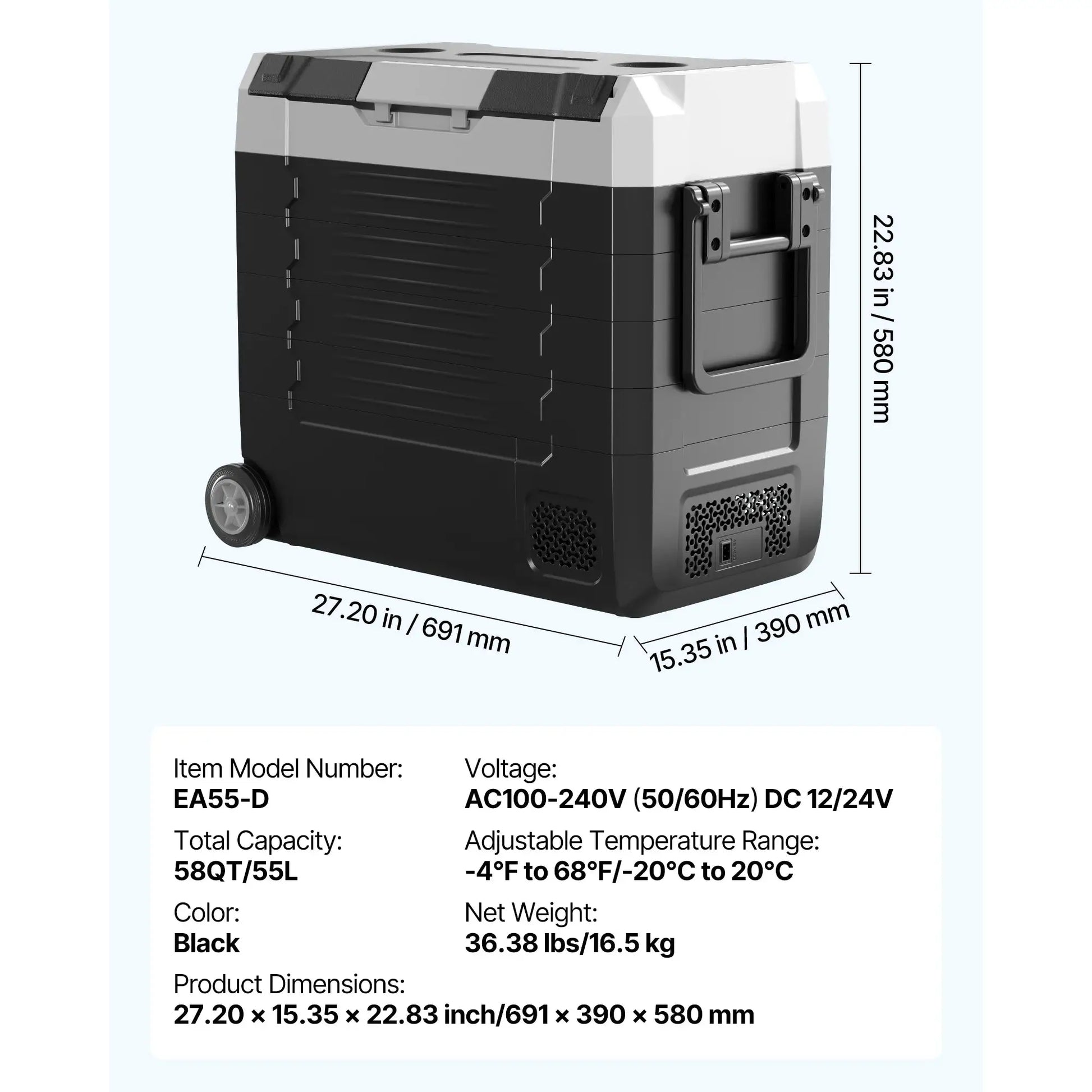 SucceBuy 35L 45L 55L Portable Foldable Handle Car Refrigerator with Wheel -4°F to 68°F Truck Refrigerator with APP Control Compressor Freezer for Camping Picnics Car Home Traval by Beastly Survival Outlet