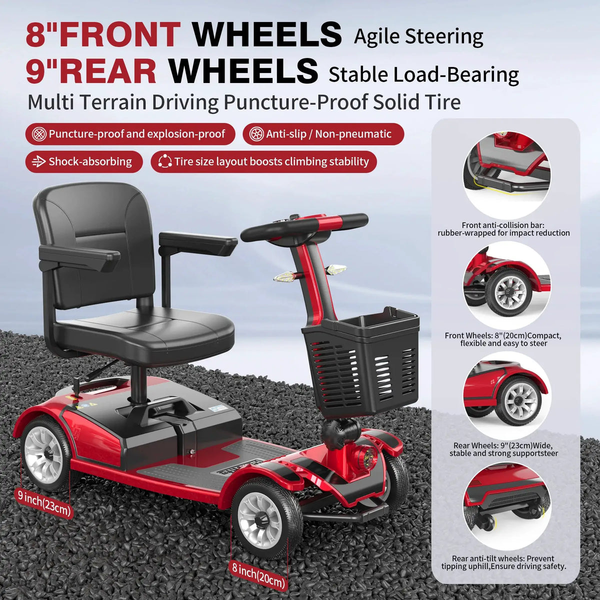UNIFICARE Red Foldable 4 Wheel Mobility Scooter, 20AH Large Capacity Battery Adjustable Seat Electric Scooter For Senior Elderly by Beastly Survival Outlet UNIFICARE Red Foldable 4 Wheel Mobility Scooter, 20AH Large Capacity Battery Adjustable Seat Electric Scooter For Senior Elderly Beastly Survival Outlet