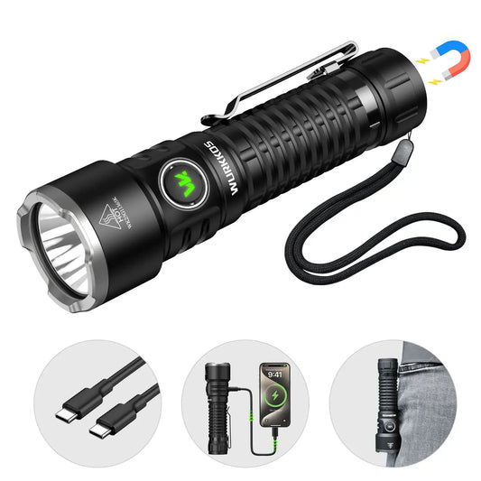 Wurkkos TS28 EDC Flashlight 3200 LM Rechargeable 21700 Battery 506m Beam Distance Magnetic Tail Cap Self-Defense Flashlight by Beastly Survival Outlet