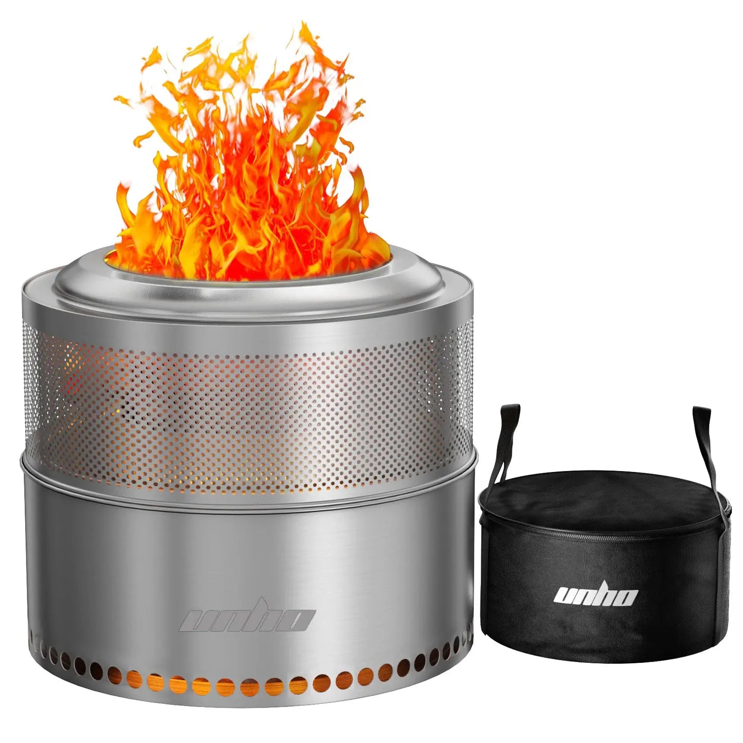 Wood Burning Firepit,Large Stainless Steel Smokeless Fire Pit with Carry Bag,Outdoor Camping Firewood Burner Stove by Beastly Survival Outlet