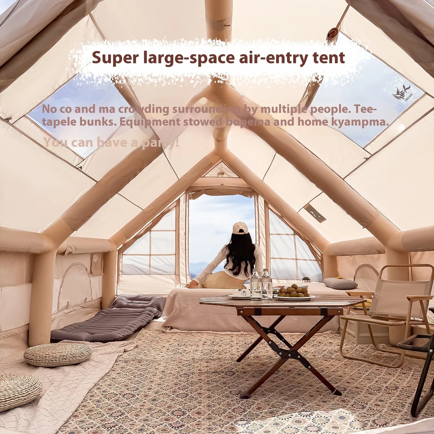 Inflatable Family Camping Tent With Stove Plugs 4 6 8 People