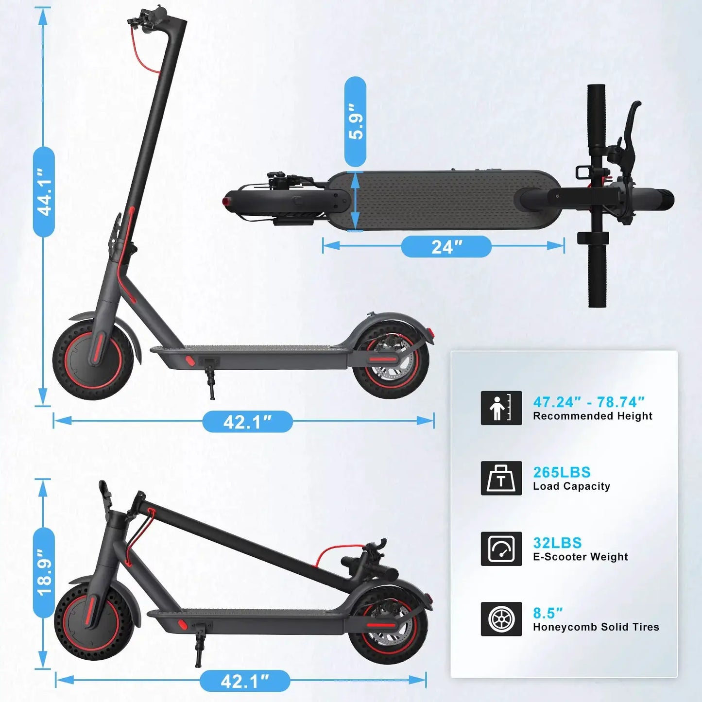 350W Electric Scooter for Adults 19mph Top Speed 21 Miles Max Range Foldable E-Scooter with 8.5'' Tires Double Shock System APP Control by Beastly Survival Outlet