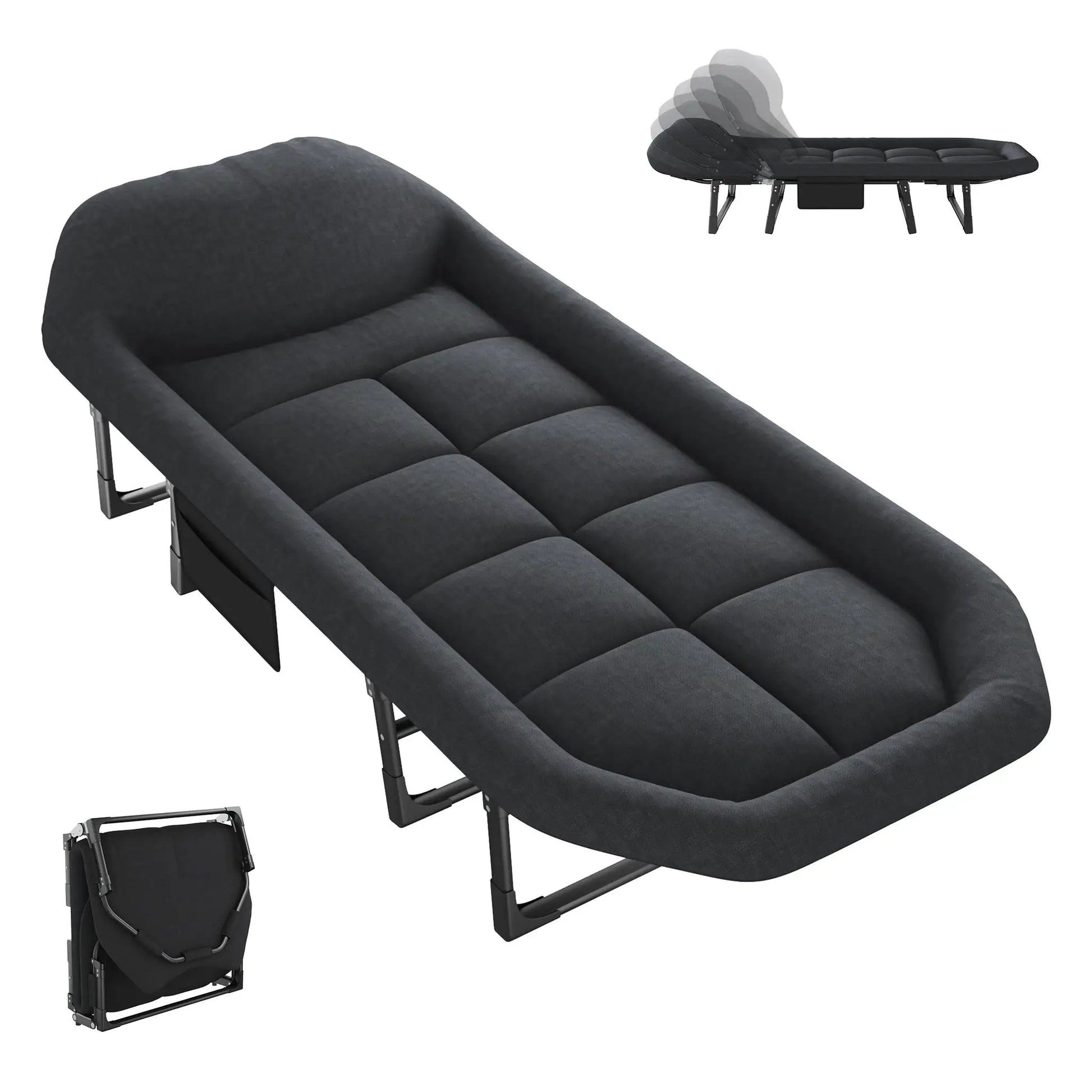 JHK Adjustable Folding Camping Bed with Mattress Lightweight Camping Cot with Carry Bag 6 Angle Foldable Camping Bed for Camp Outdoor Supports 450 lbs by Beastly Survival Outlet