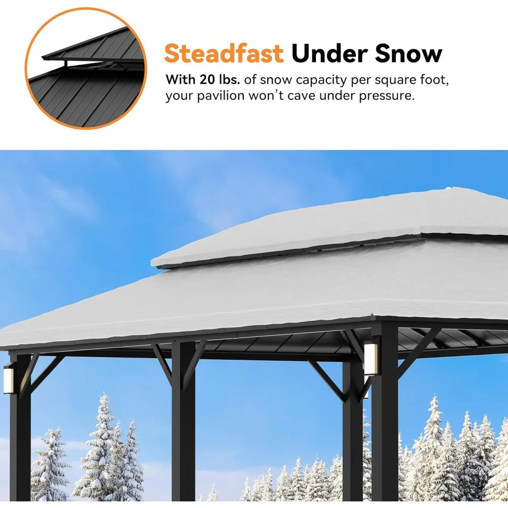 Modern Shade Horizon Hardtop Gazebo 12x20 Ft With LED Lights