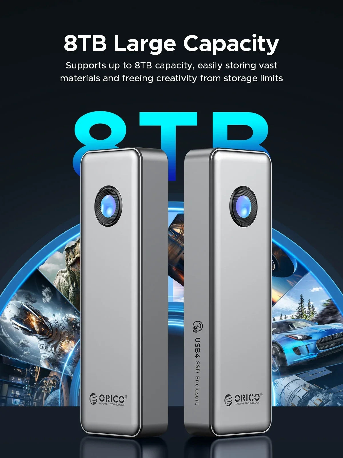 Orico RGB USB4 40Gbps M2 NVMe SSD Enclosure 8TB Fan AluBodyX