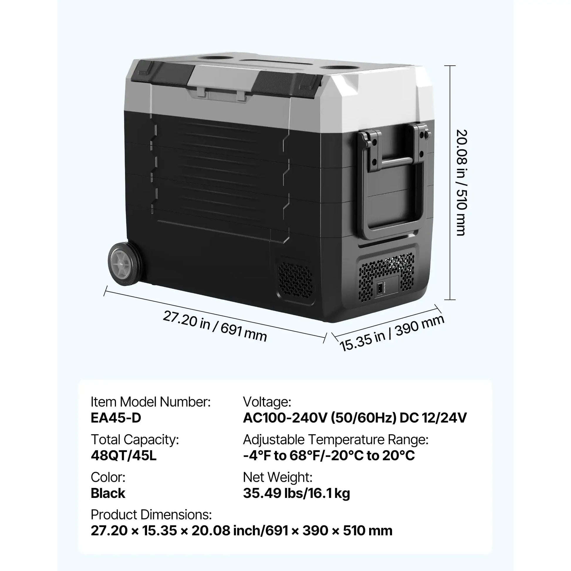 SucceBuy 35L 45L 55L Portable Foldable Handle Car Refrigerator with Wheel -4°F to 68°F Truck Refrigerator with APP Control Compressor Freezer for Camping Picnics Car Home Traval by Beastly Survival Outlet