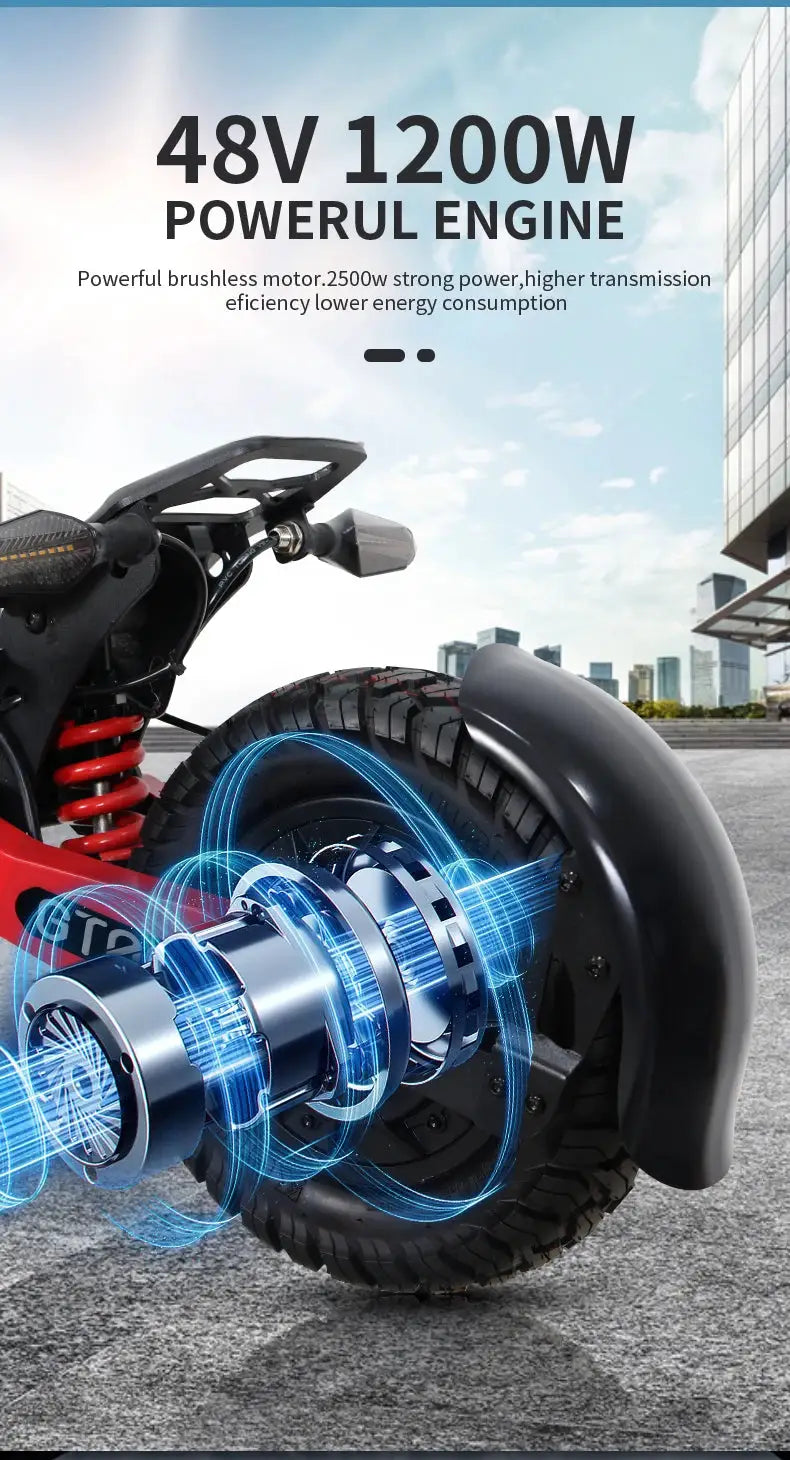 Arwibon 1200W Motor Electric Scooter 48V13/23.4AH Speed up to 25MPH 11 Inch Off-Road Tires Foldable Adult E-Scooter by Beastly Survival Outlet