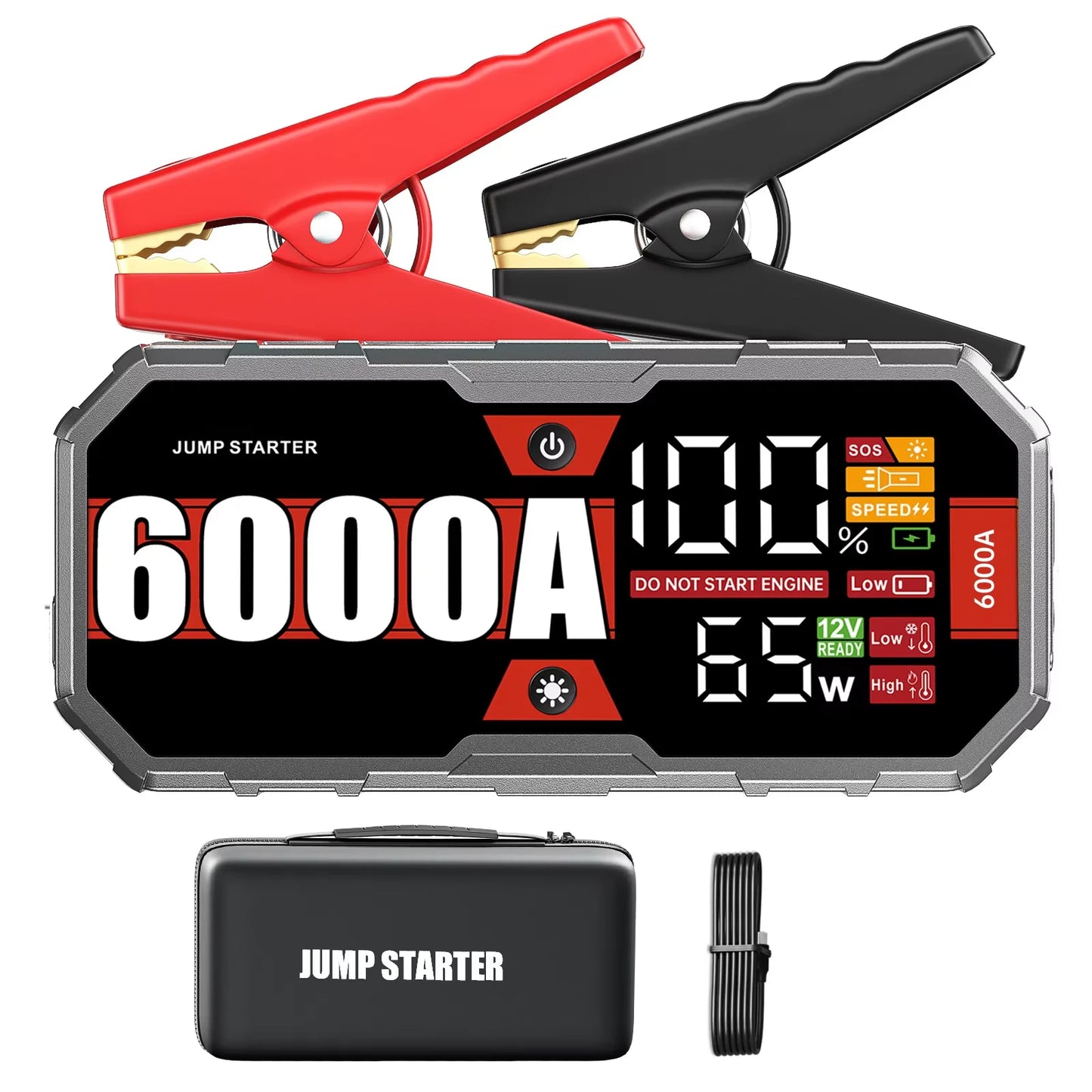 Car Jump Starter 6000A Portable Power Bank PD65W 12V
