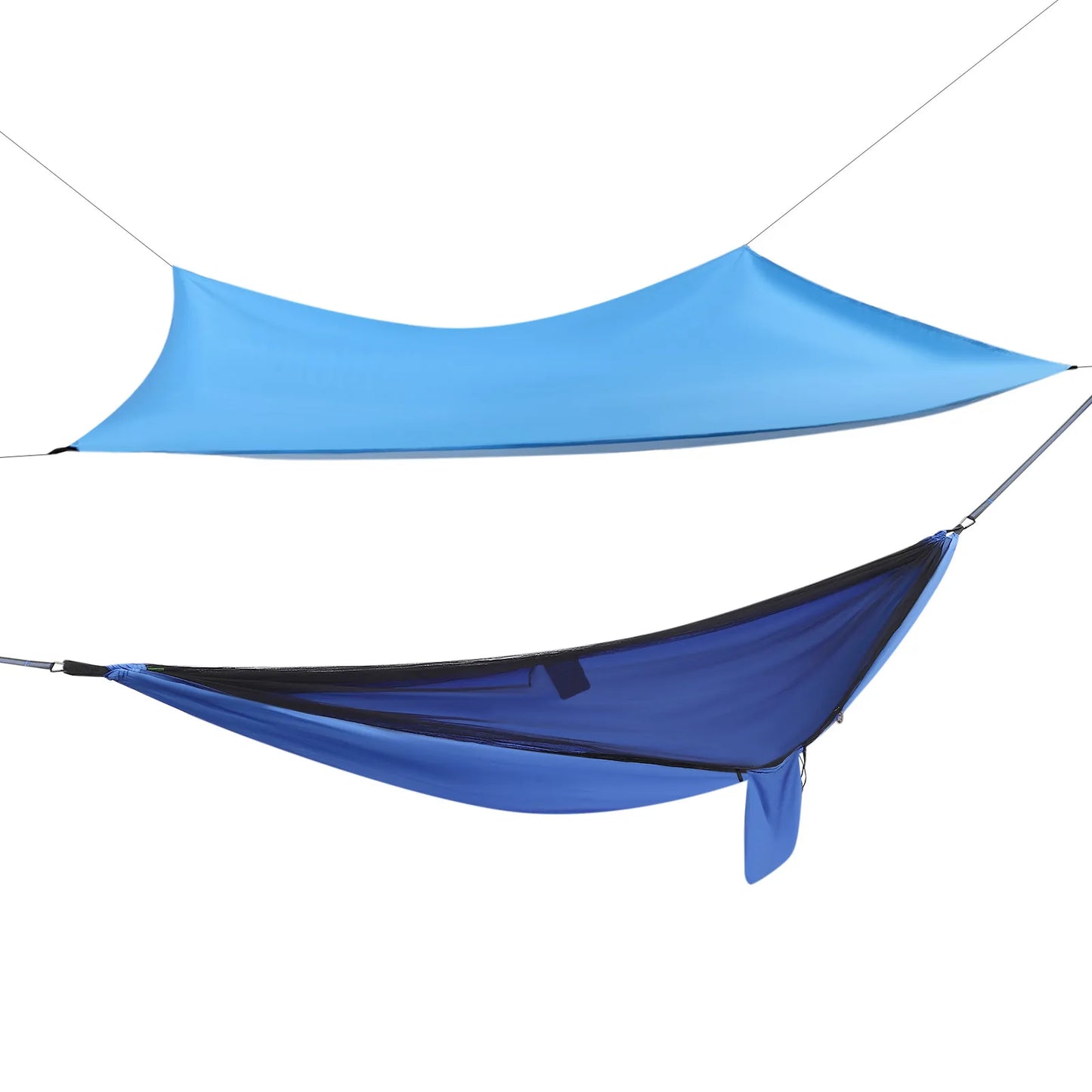 Blue Camping Hammock with Waterproof Sun Shelter for Outdoors