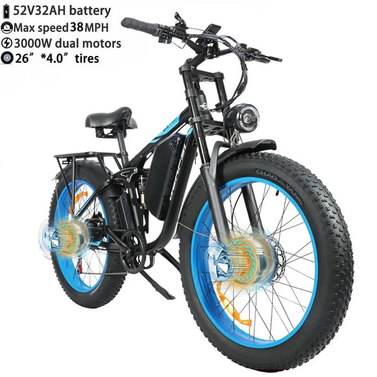 BAOLUJIE Peak 3000W/5000W Dual Motor Electric Bicycle E-Bike for Adults，Electric Motorcycle 48V/52V Battery，Max Speed 38 MPH by Beastly Survival Outlet