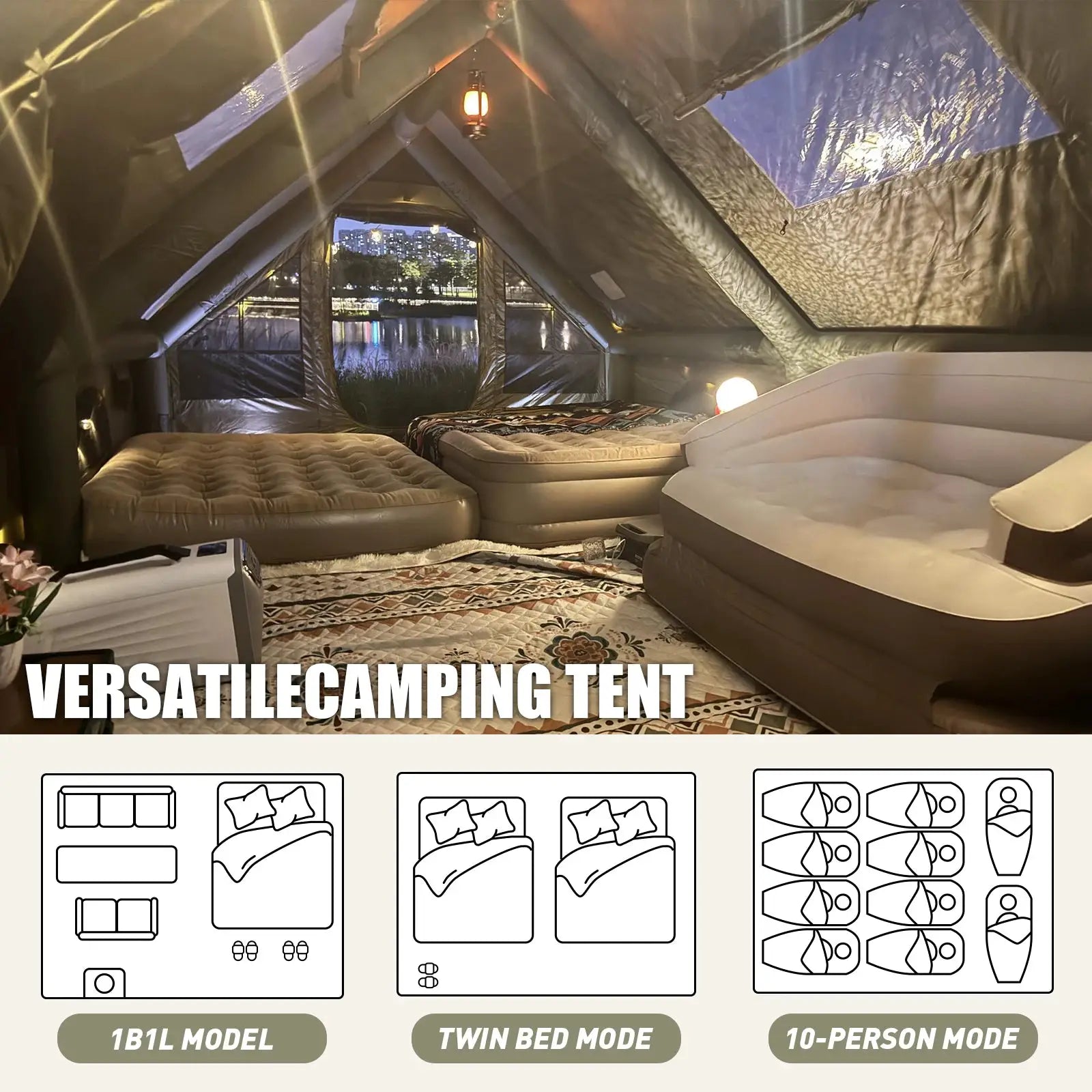 Army Green Inflatable 4 Season Camping Tent Chimney Air Vent by Beastly Survival Outlet