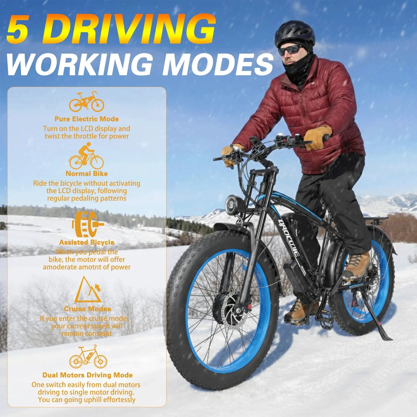 Baolujie Peak Dual Motor Electric Bike 3000W 5000W 48V 38MPH by Beastly Survival Outlet