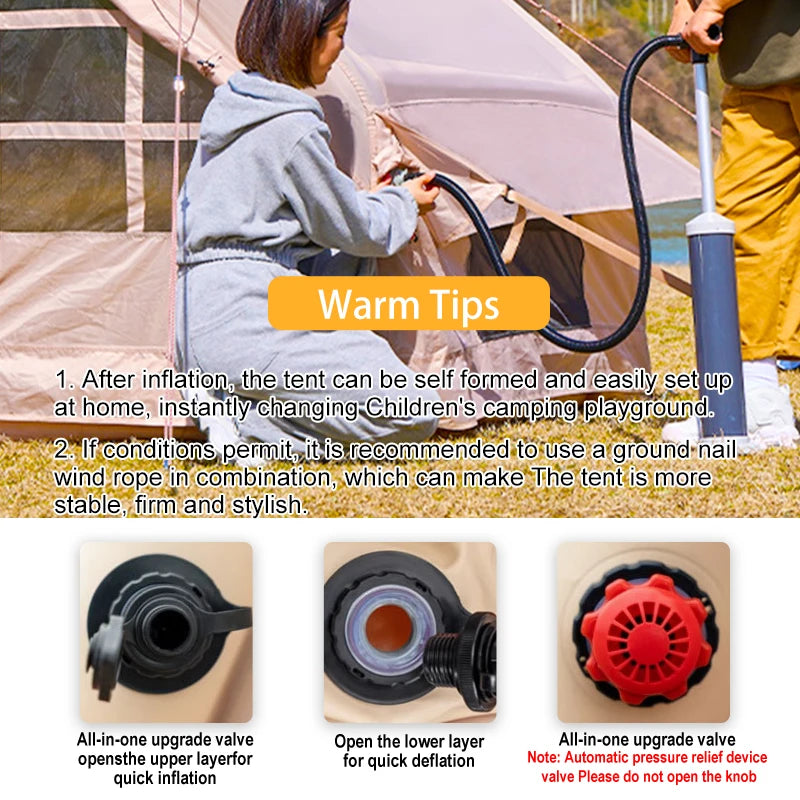 Inflatable Camping Tent for 6-8 People Quick Setup 4 Seasons