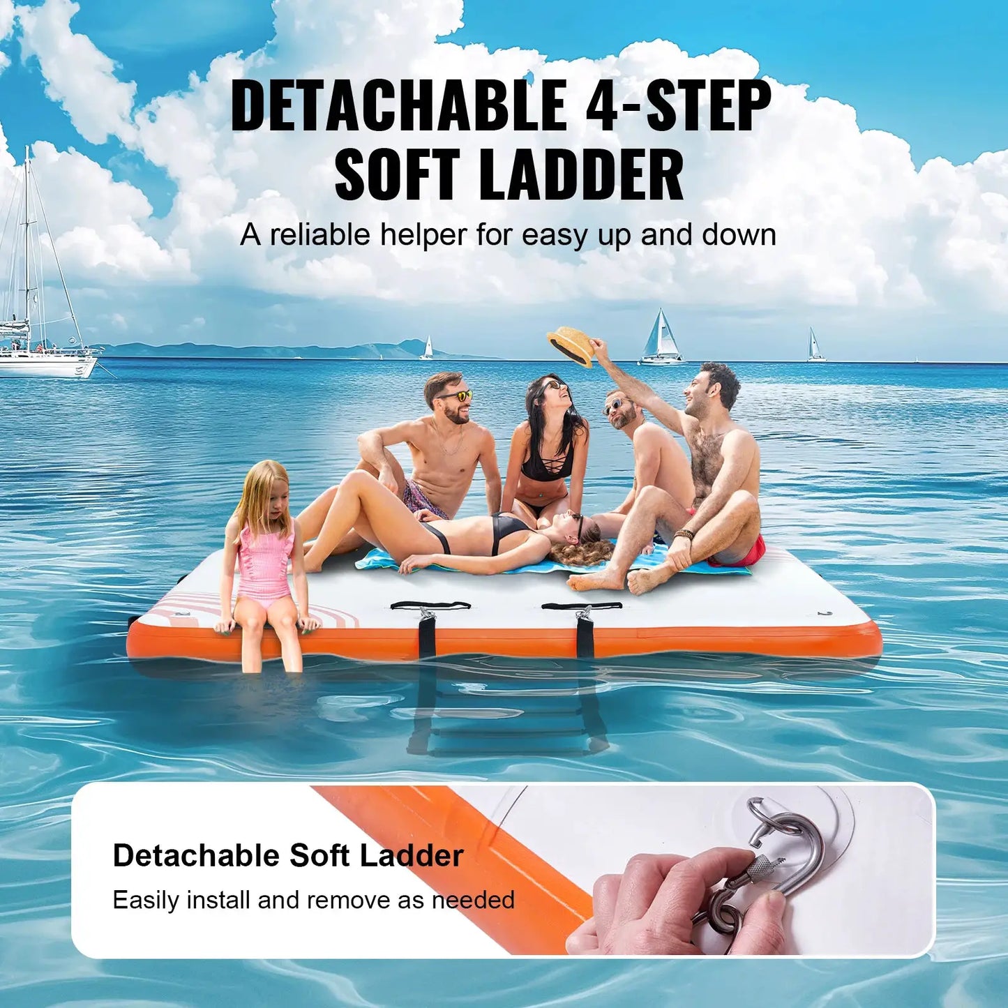 SucceBuy Inflatable Floating Dock Non-Slip Water Floating Dock Mat with Detachable Ladder Floating Platform Island Raft for Pool by Beastly Survival Outlet