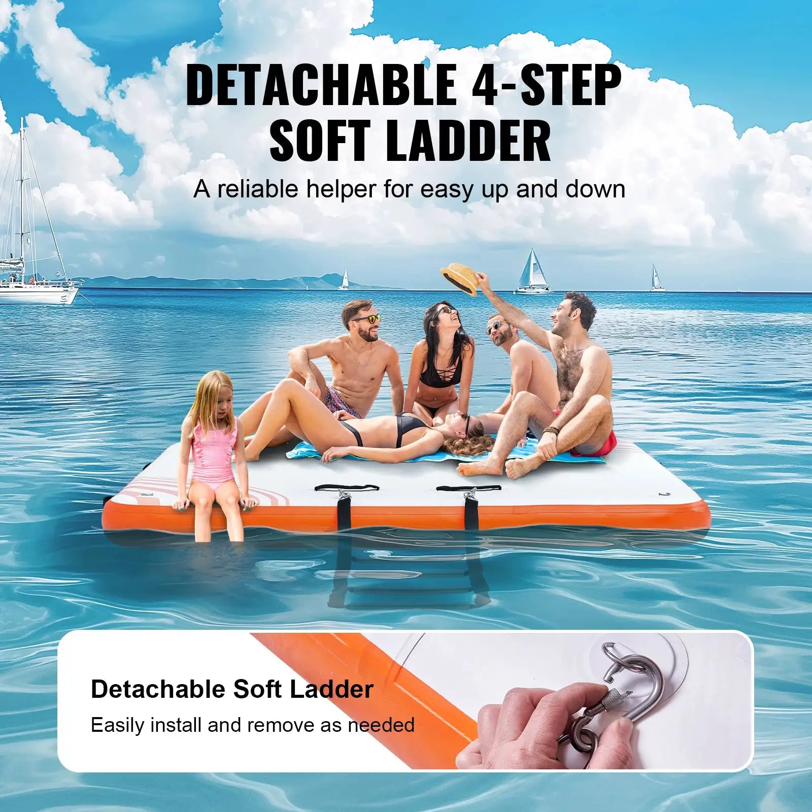 SucceBuy Inflatable Floating Dock Non-Slip Water Floating Dock Mat with Detachable Ladder Floating Platform Island Raft for Pool by Beastly Survival Outlet
