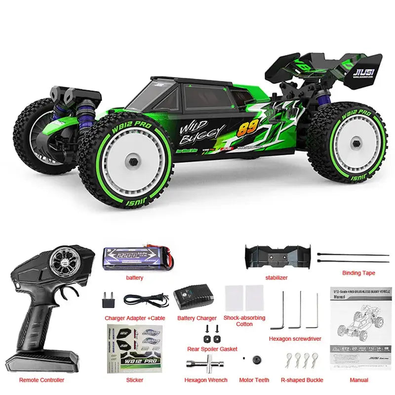 JIUSI WB12 PRO 1/12 Racing Car 4WD High Speed 80KM/H Brushless Remote Control Car Off-road Competitive Drift RC Car Toy Kid Gift by Beastly Survival Outlet