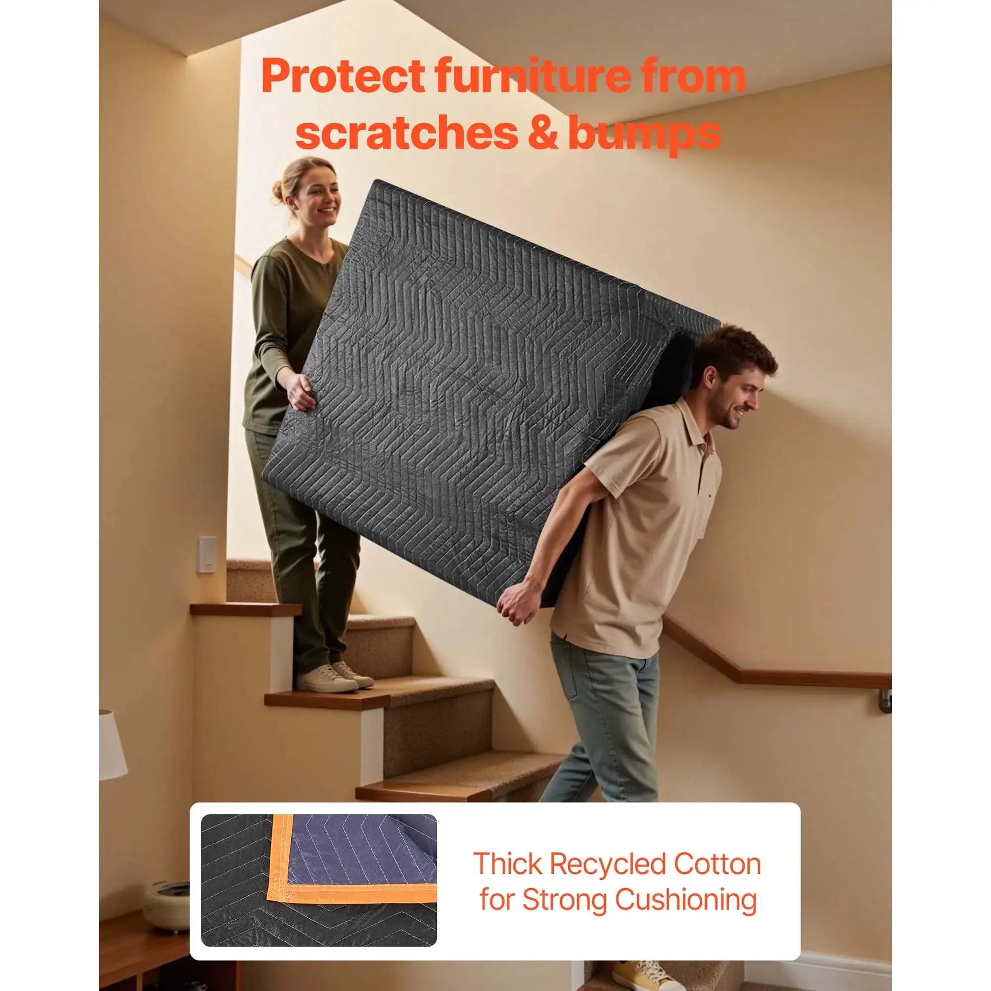 SucceBuy 6/12 Pcs Moving Blankets 72x40/80in Packing Blankets with Cotton Filling Nonwoven Fabric Padded Shipping Blanket by Beastly Survival Outlet