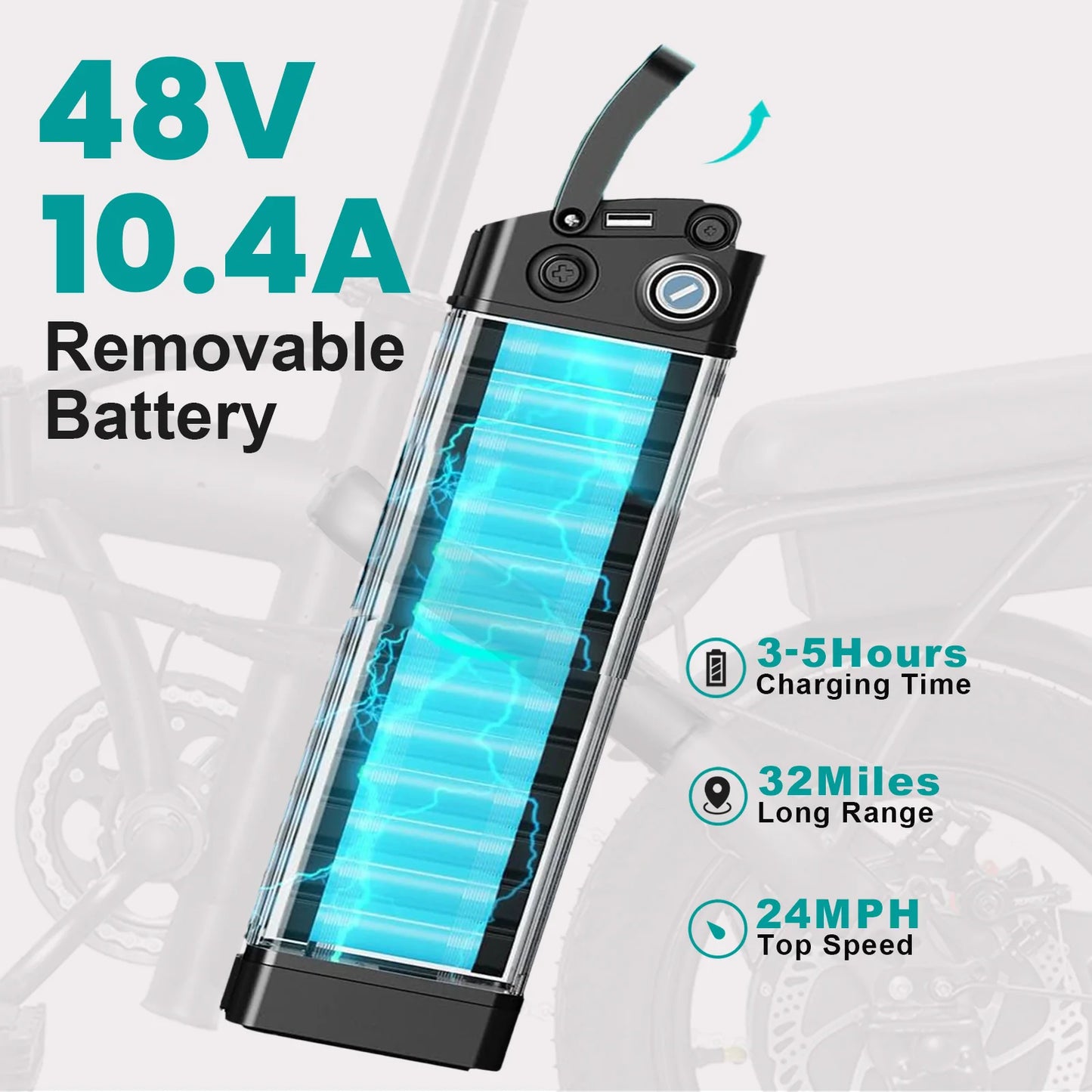 14 Inch Foldable Electric Bike 500W Removable Battery City X