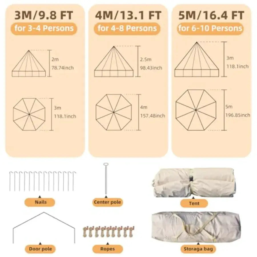 Bell Tent, 10 Person 4 Season Waterproof Glamping Tents w/Stove Jack for Family Camping Outdoor Party, Glamping Tents for Campin by Beastly Survival Outlet