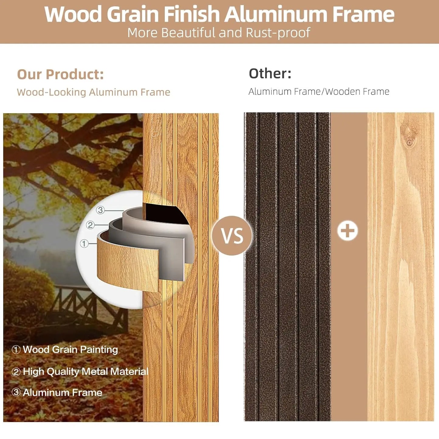10x12 Hardtop Gazebo With WoodLook Aluminum Frame Steel Roof