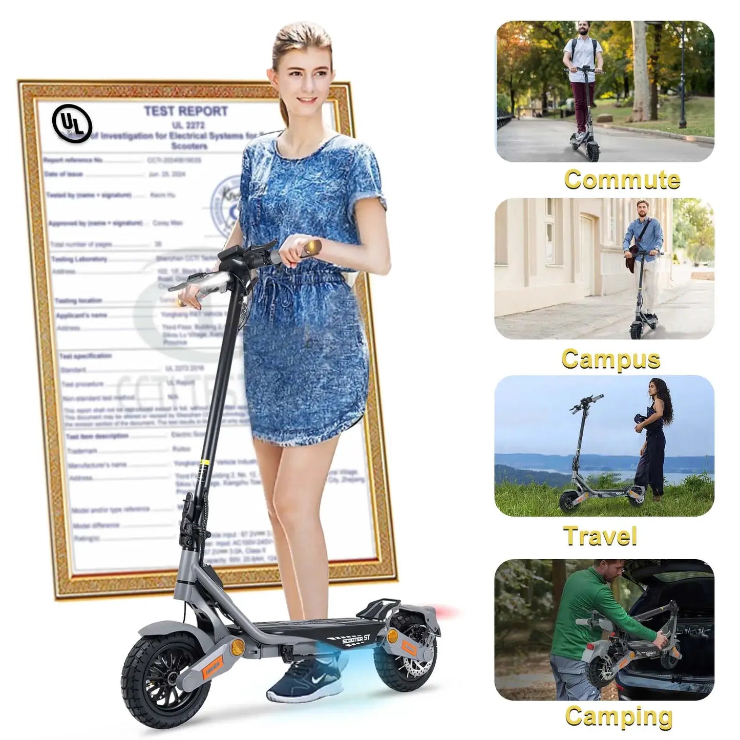 Electric Scooter for Adults 1200W Motor, 48V Lithium Battery, 35MPH Max Speed, 10" Off Road Tires, Disc Brakes, Foldable E Scooter by Beastly Survival Outlet