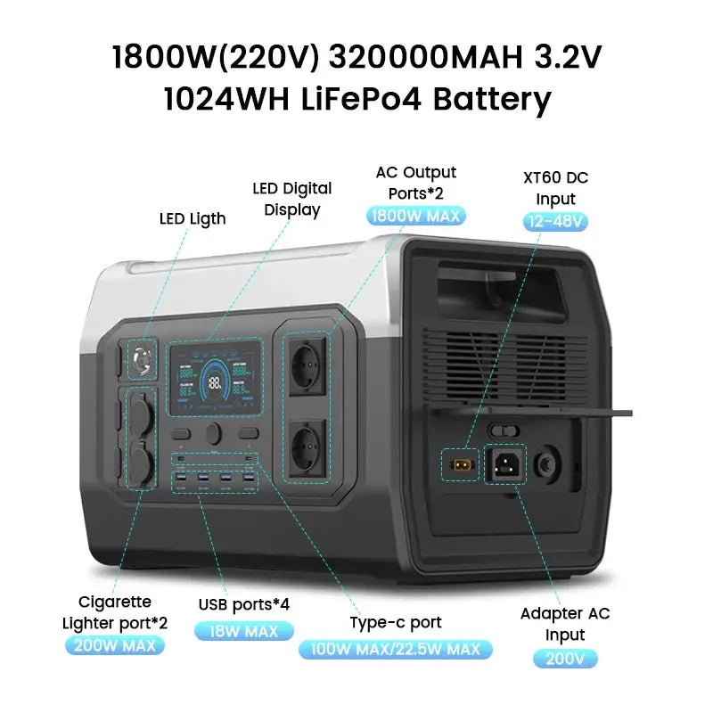 XP1000 Portable Power Station 1024Wh LiFePO4 UPS Solar Panel by Beastly Survival Outlet