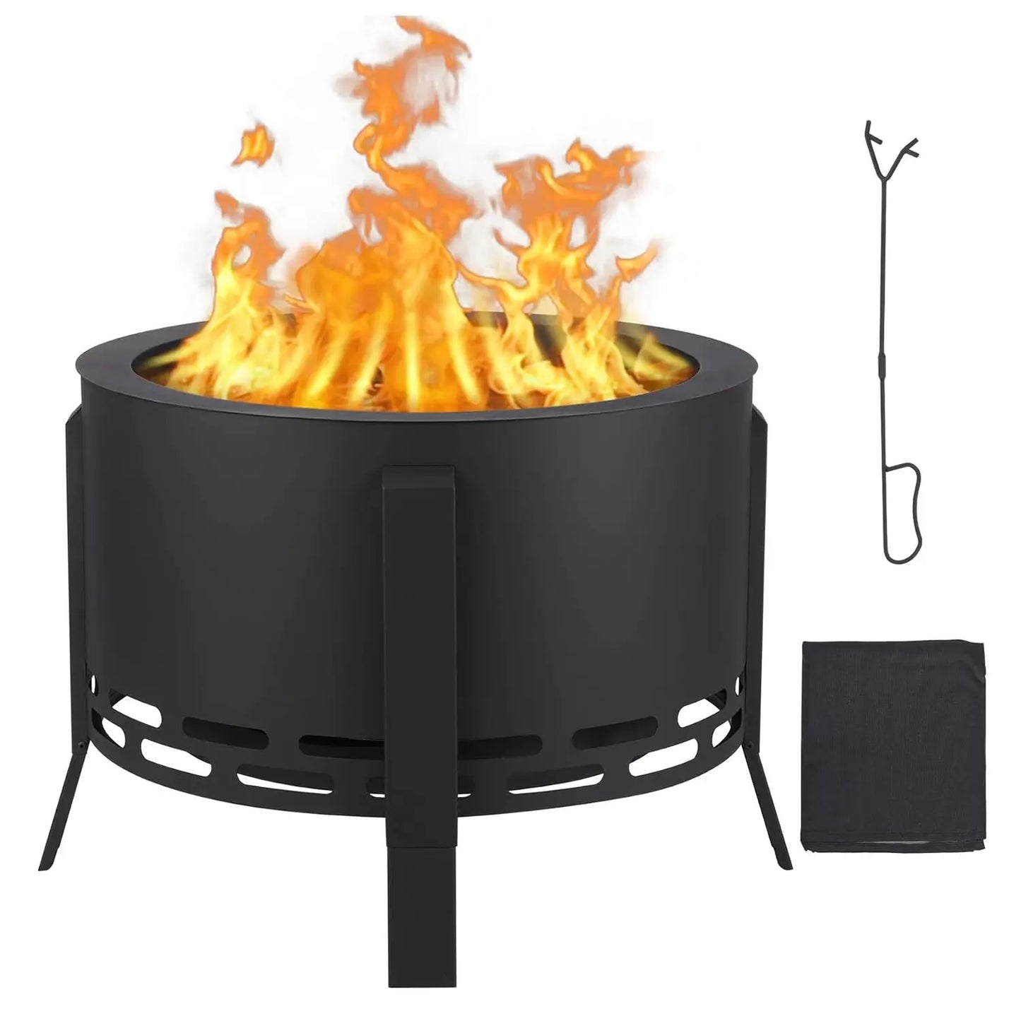 26 Inch Smokeless Fire Pit With Folding Feet For Camping Kit by Beastly Survival Outlet