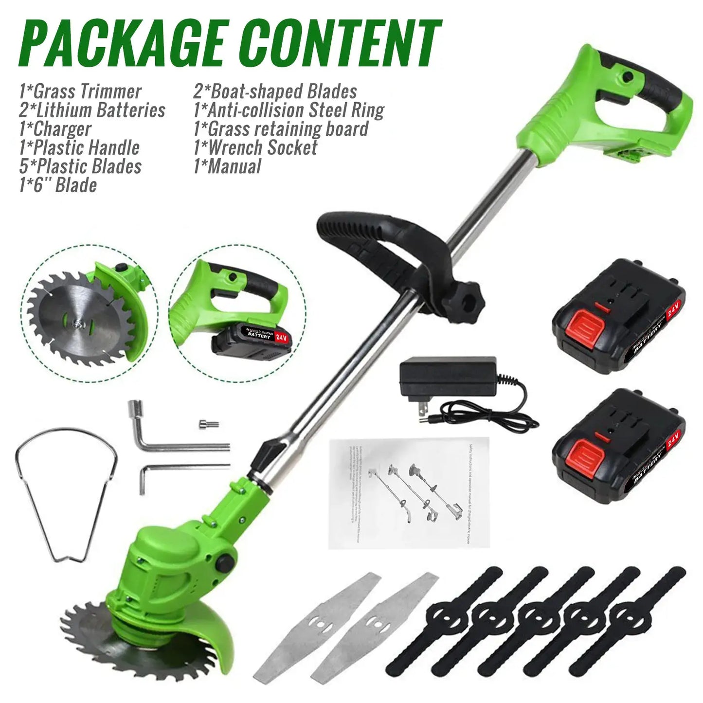 Weed Trimmer Lawn Electric Brushles 2-in-1 Cordless String Grass Trimmer Cutter Fast Charger With 2 xBattery for Yard Garden by Beastly Survival Outlet