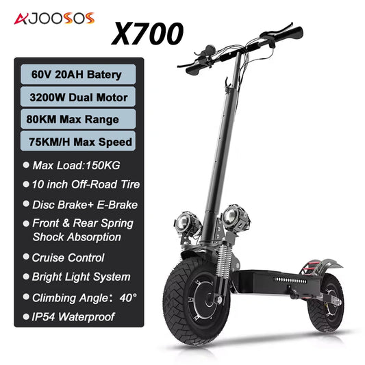 Dual Motor 2400W 6000W Electric Scooter 20Ah Foldable Pro X1
