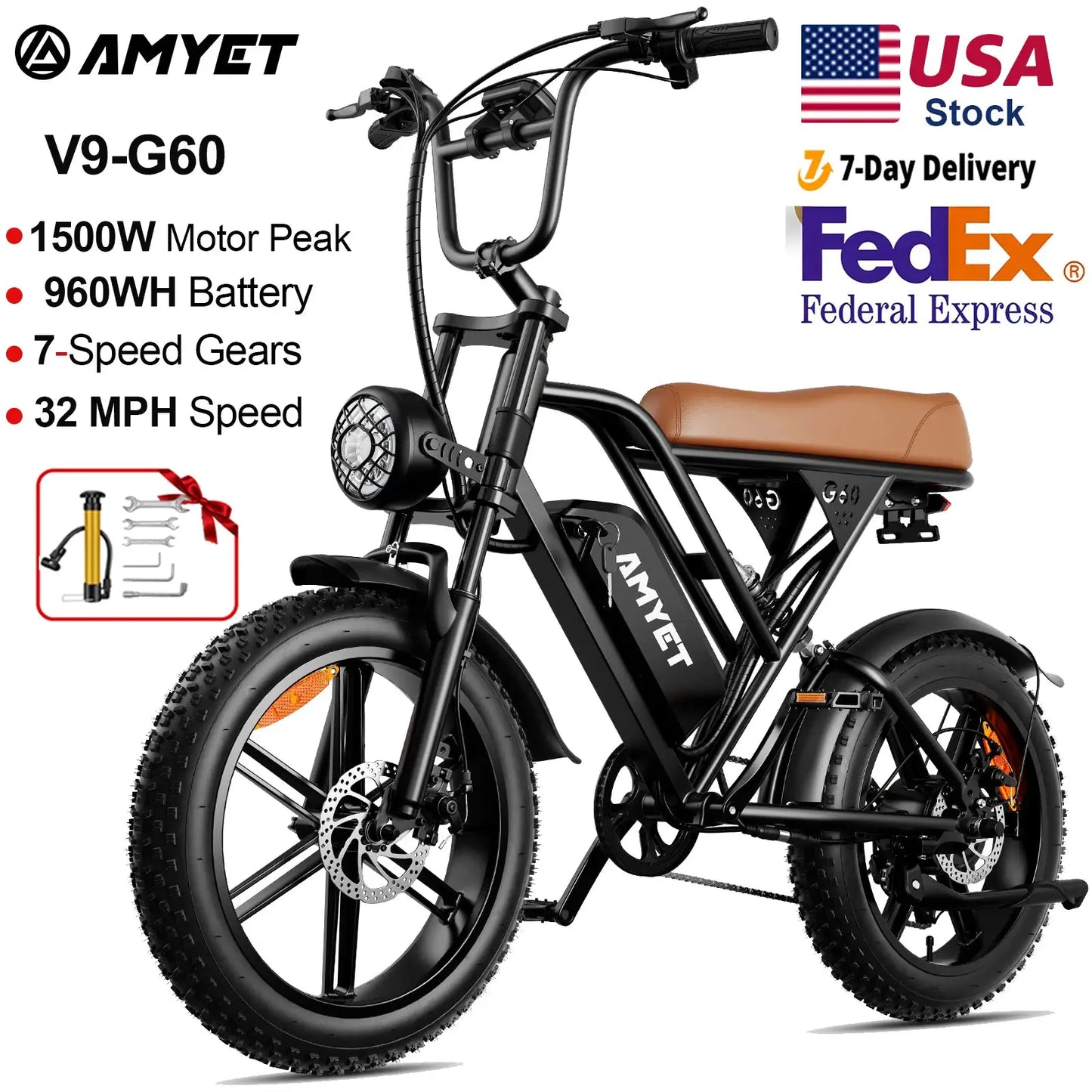 AMYET V9-G60 Adults Electric Bike 1000W Motor Bicycle 48V 20AH 20“ Tire Ebike Electric E Bikes Mountain Moped Ebikes For Men by Beastly Survival Outlet