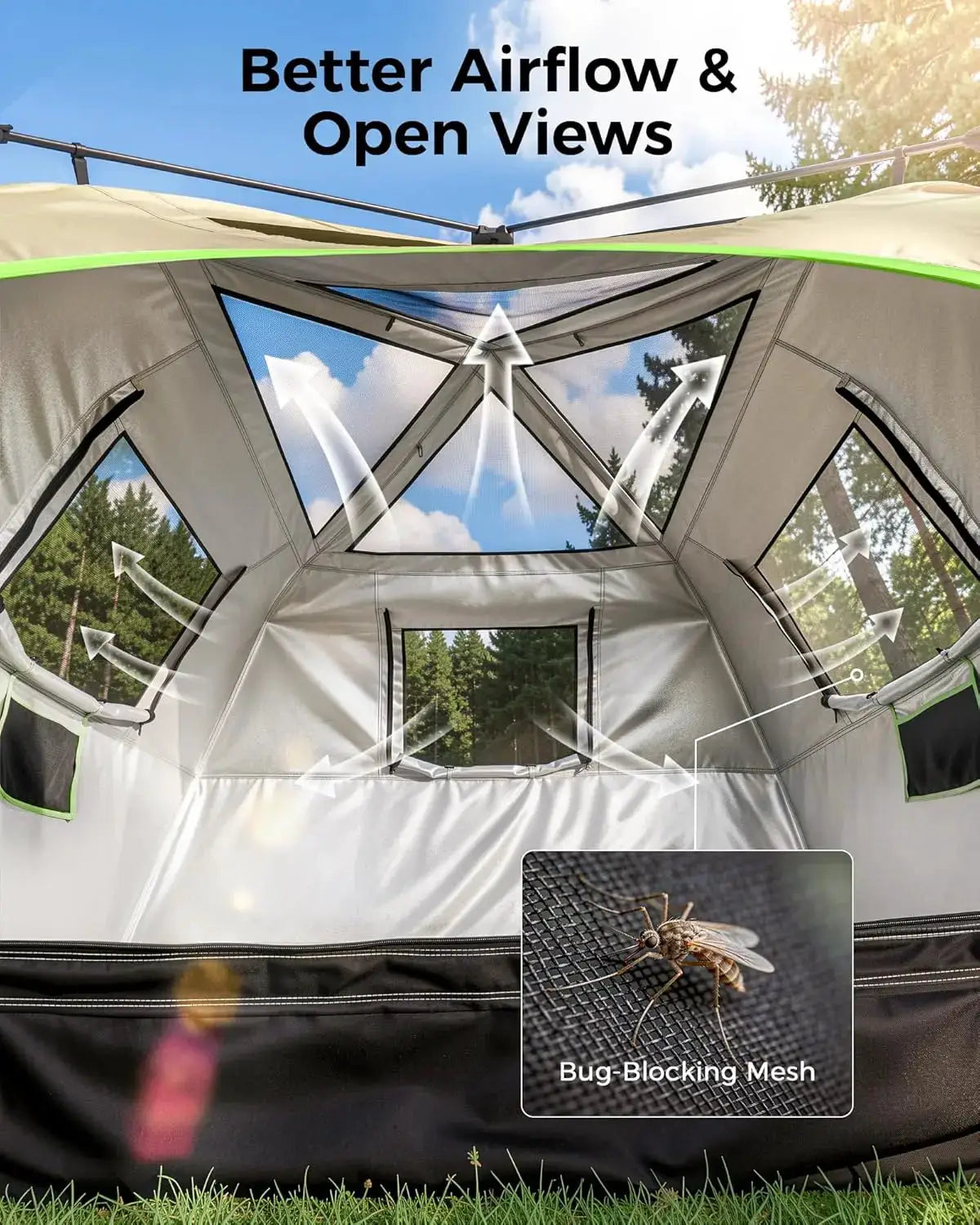 Instant Camping Tent for 6 Person, 60-Second Setup, Waterproof Pop Up with Rainfly & Carry Bag by Beastly Survival Outlet