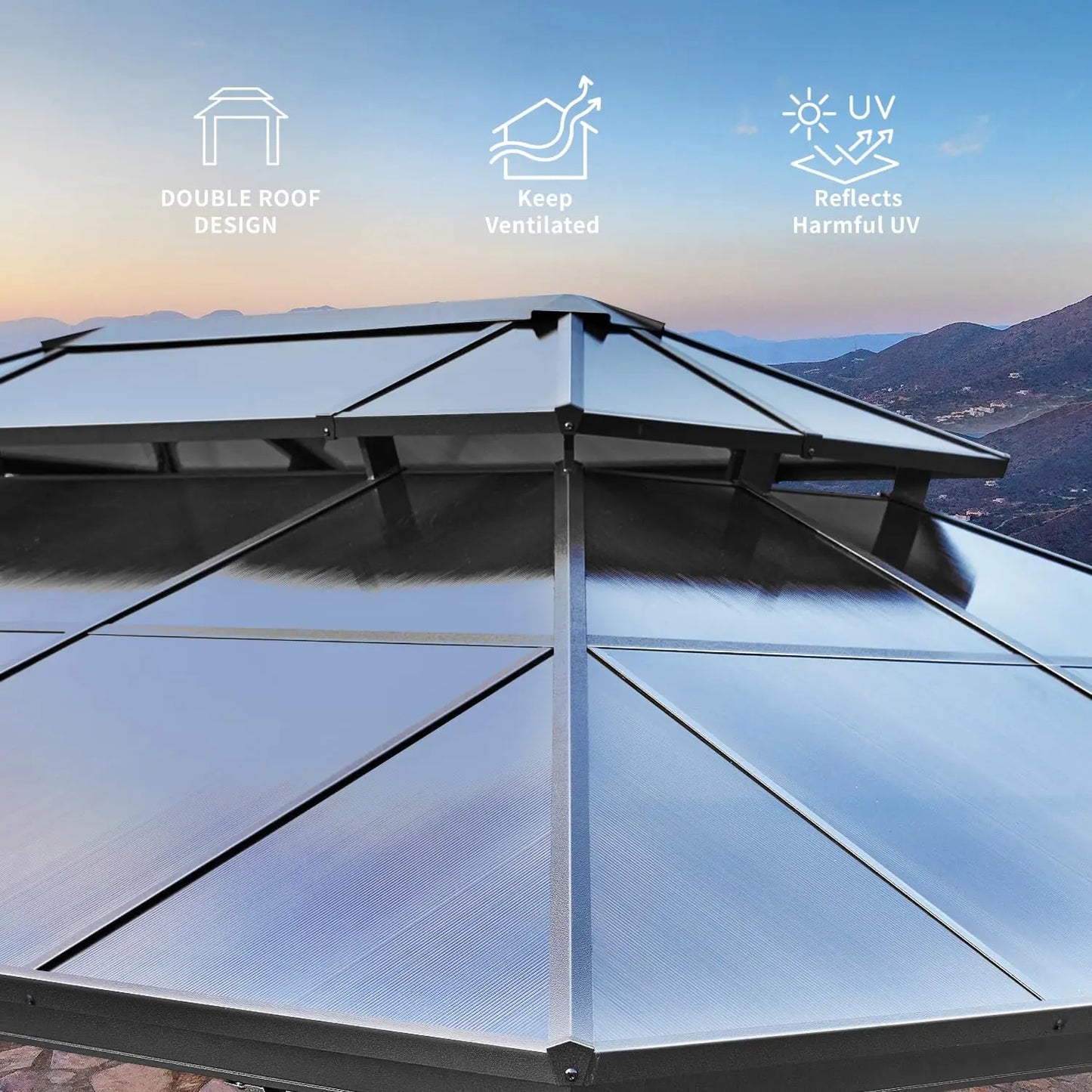12x16 Hardtop Gazebo With Polycarbonate Roof Plus CurtainsXL