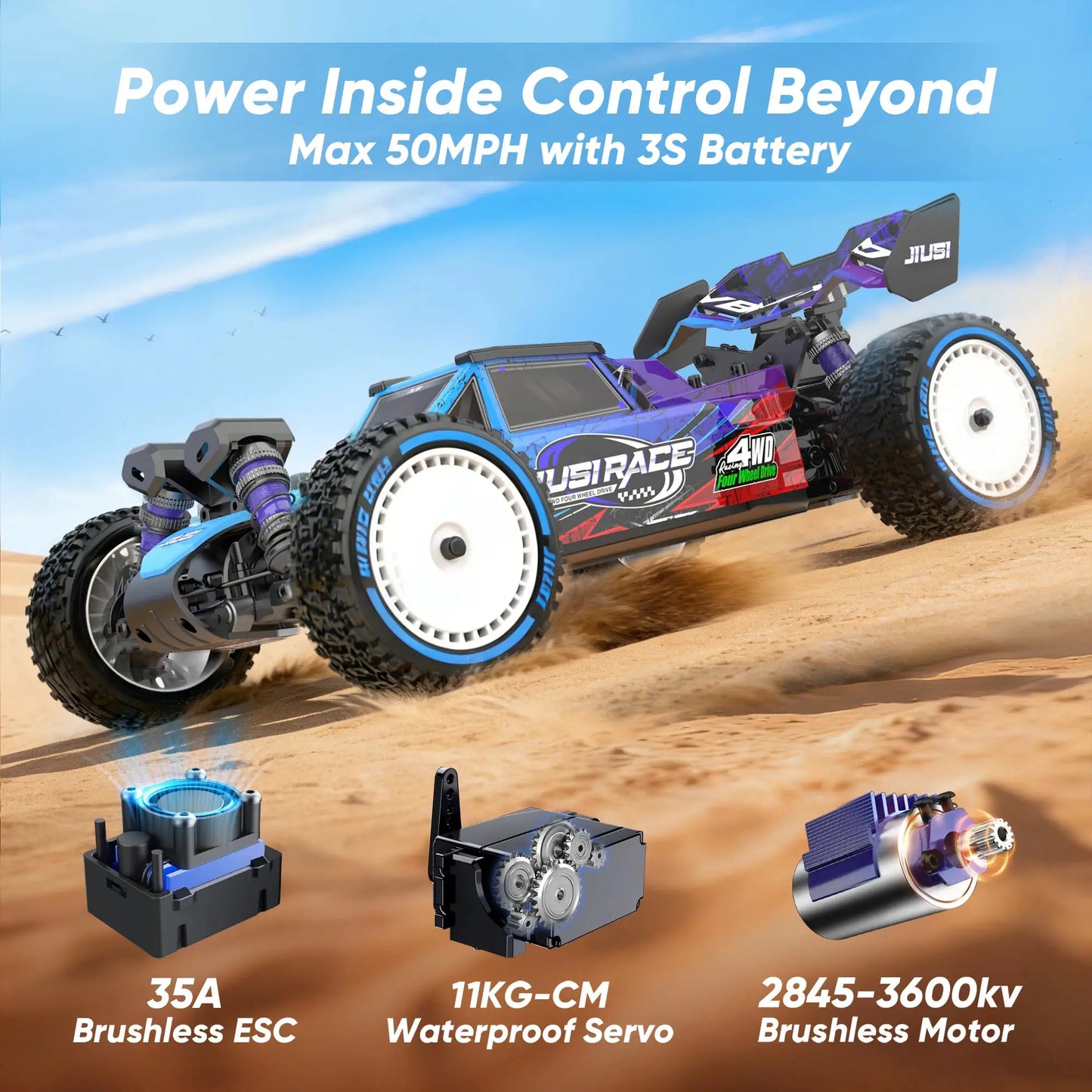 JIUSI WB12 PRO 1/12 Racing Car 4WD High Speed 80KM/H Brushless Remote Control Car Off-road Competitive Drift RC Car Toy Kid Gift by Beastly Survival Outlet