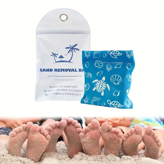 Sand Remover Bag and Brush for Beach Vacation and Camping Essentials
