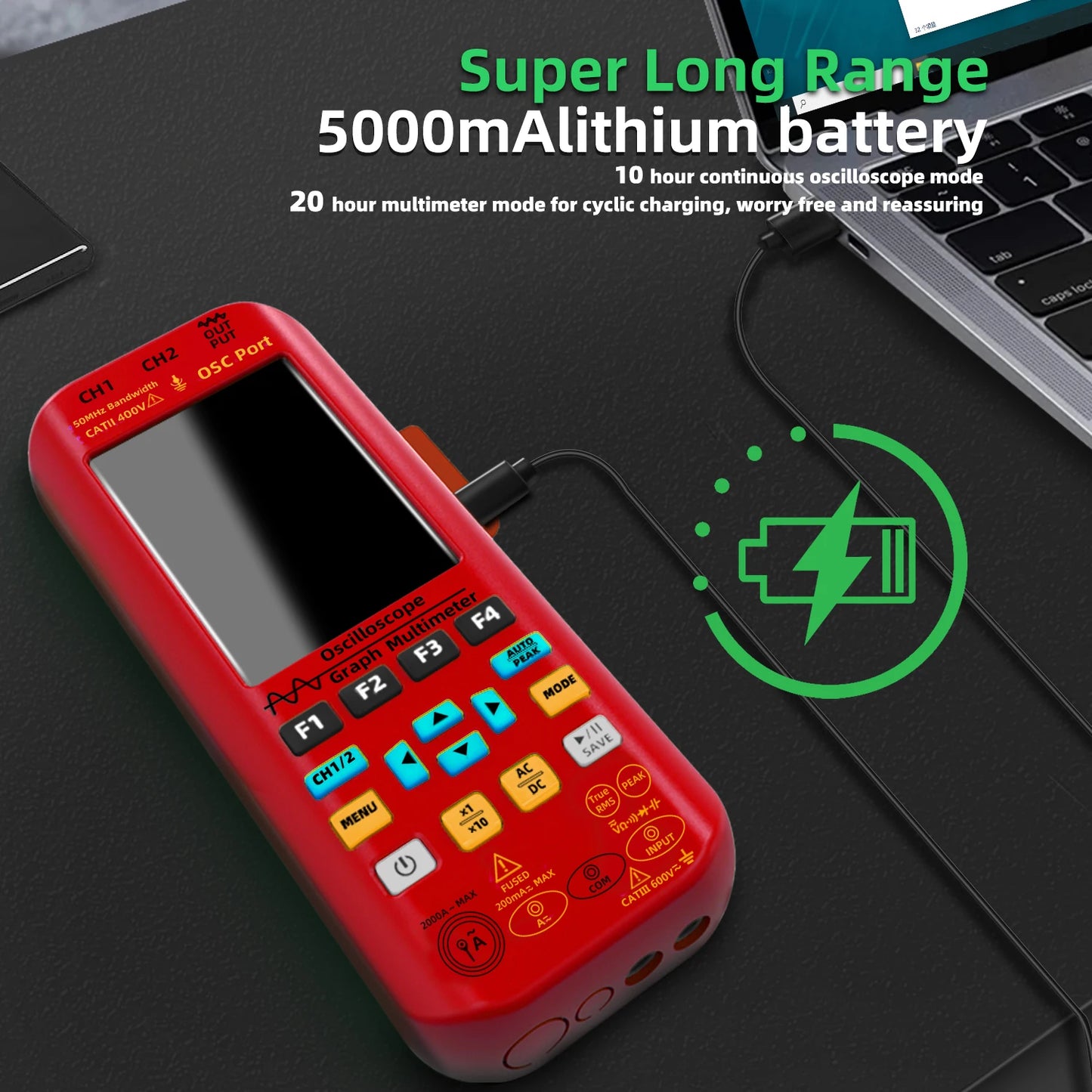 MAXRIENY O9 Handheld Oscilloscope Multimeter 50MHz 2ChannelX