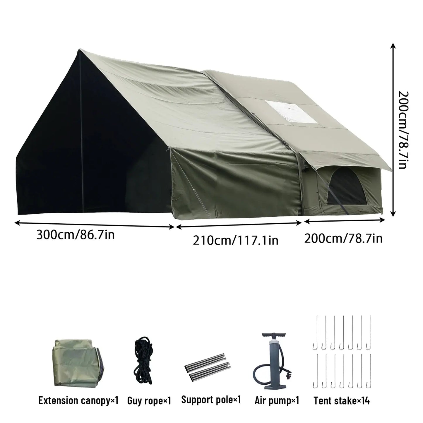 PAKICETUS Inflatable Tent With Skylight, Quick Setup Blow Up Tents With Pump, 4-6 PersonOutdoor Family Luxury Tent by Beastly Survival Outlet