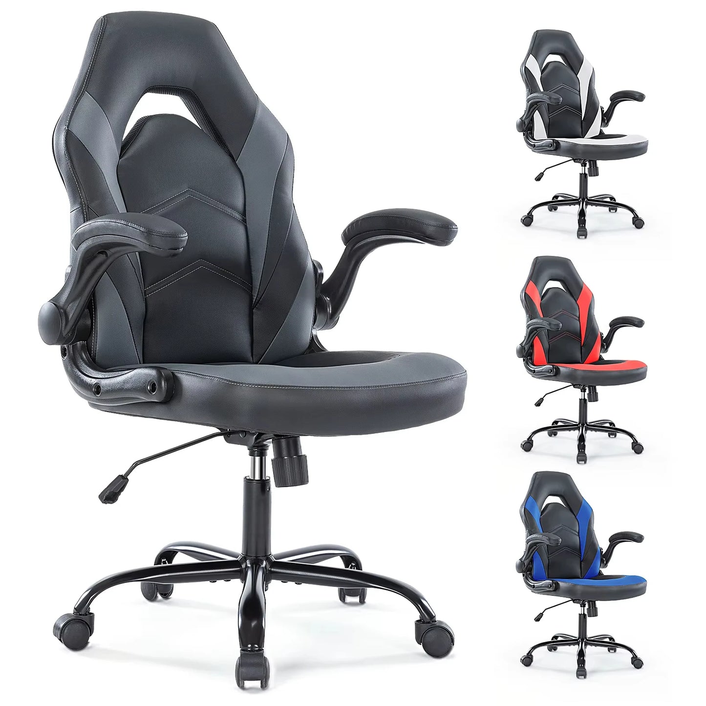 JHK Adjustable Ergonomic Office Gaming Chair with Flip-up Armrests