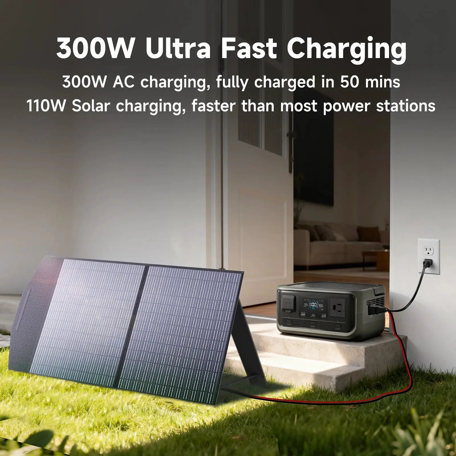 Allpowers P300 256Wh Solar Generator 100W Foldable Panel RVs by Beastly Survival Outlet