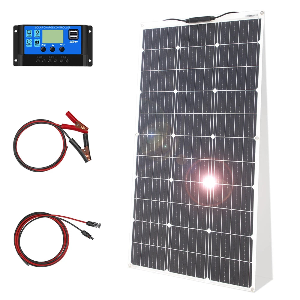 12V Flexible Solar Panel Kit Monocrystalline for RV Camping