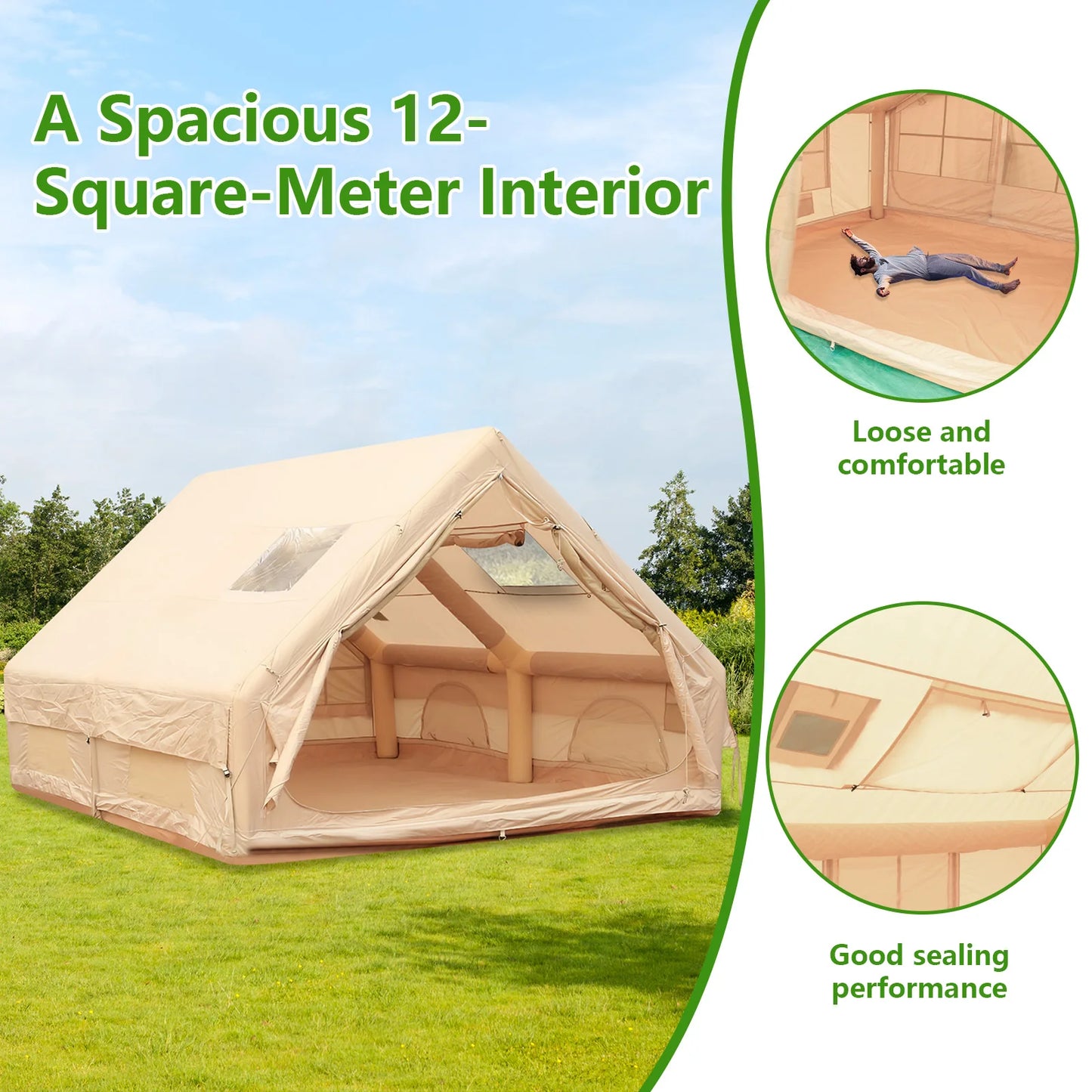 Foldable Four Seasons Air Tent For Family Camping With Pump