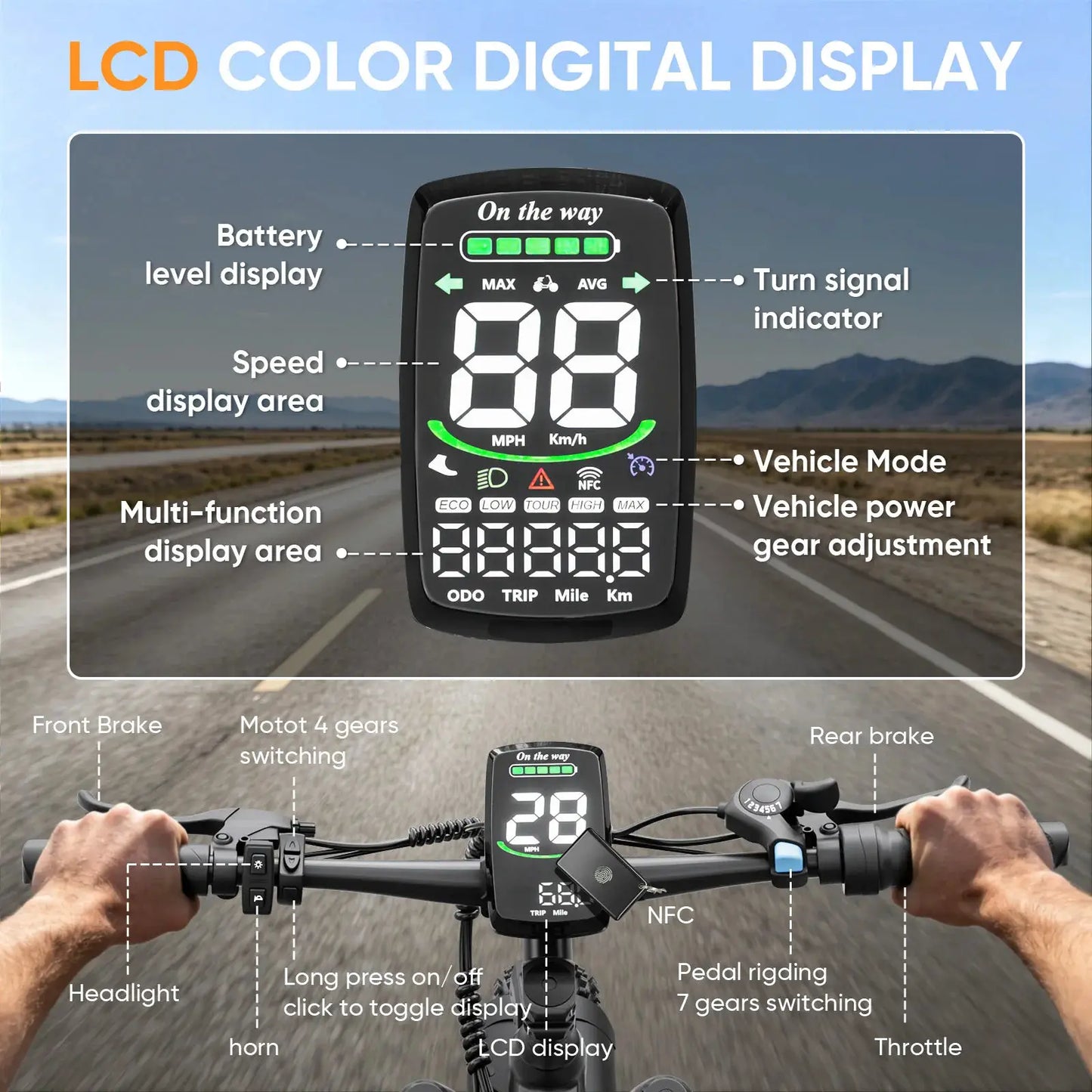 Spacewalk 1500W Peak Electric Bike for Adults, 48V 15Ah Removable Battery Fat Tire Ebike, 28MPH High Speed Long Range 60 Miles Electric Bicycle, 26×4.0 All Terrain Mountain E Bike with LCD Display & 7 Speed Gear by Beastly Survival Outlet