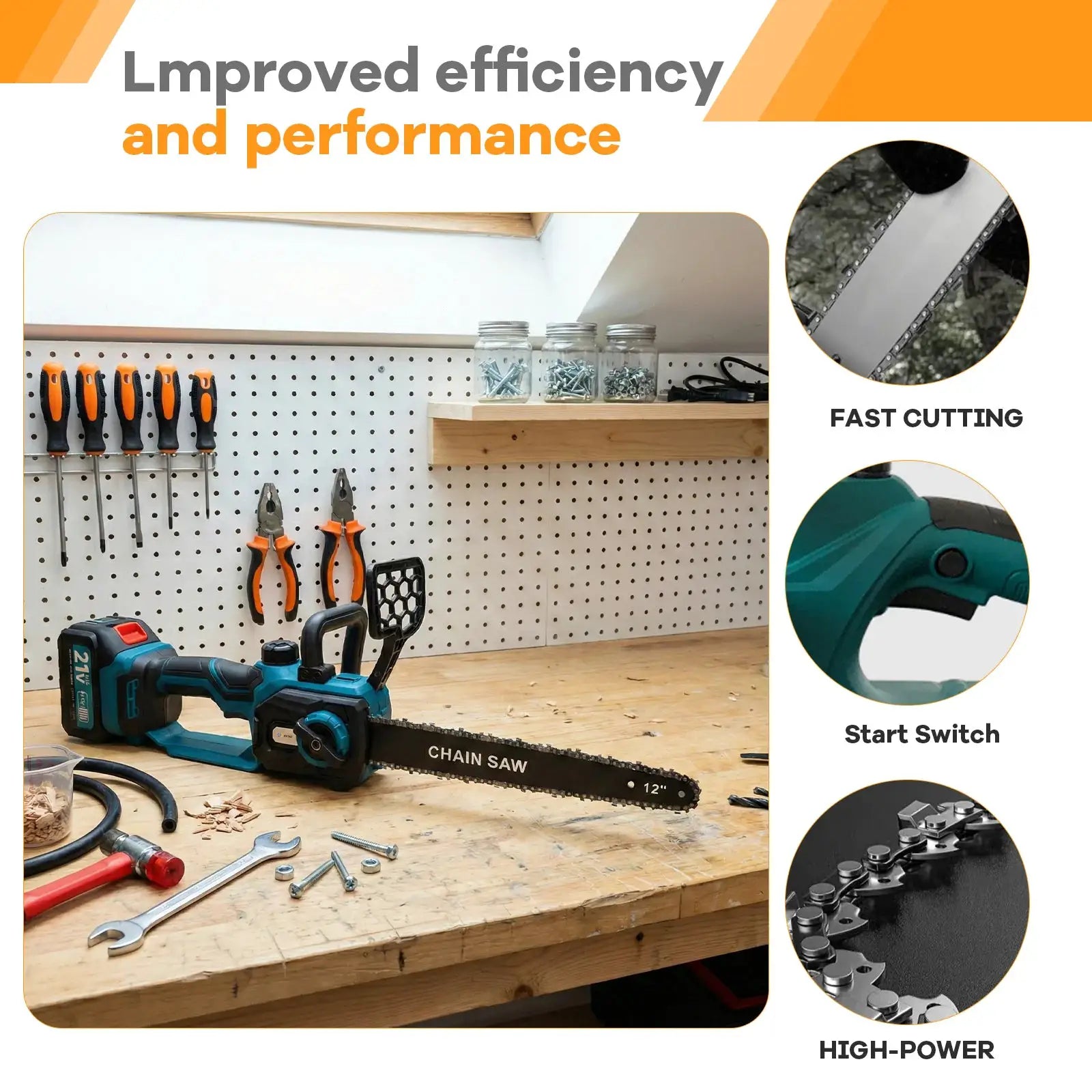 XYSD 12 in Electric Chainsaw Cordless, 21v ,2x3000mah Battery Handheld Chainsaw for Tree Trimming Electric Tree Trimmer Saw by Beastly Survival Outlet