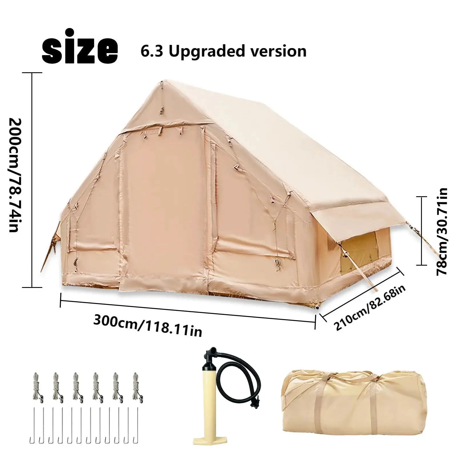 PAKICETUS Inflatable Tent With Skylight, Quick Setup Blow Up Tents With Pump, 4-6 PersonOutdoor Family Luxury Tent by Beastly Survival Outlet