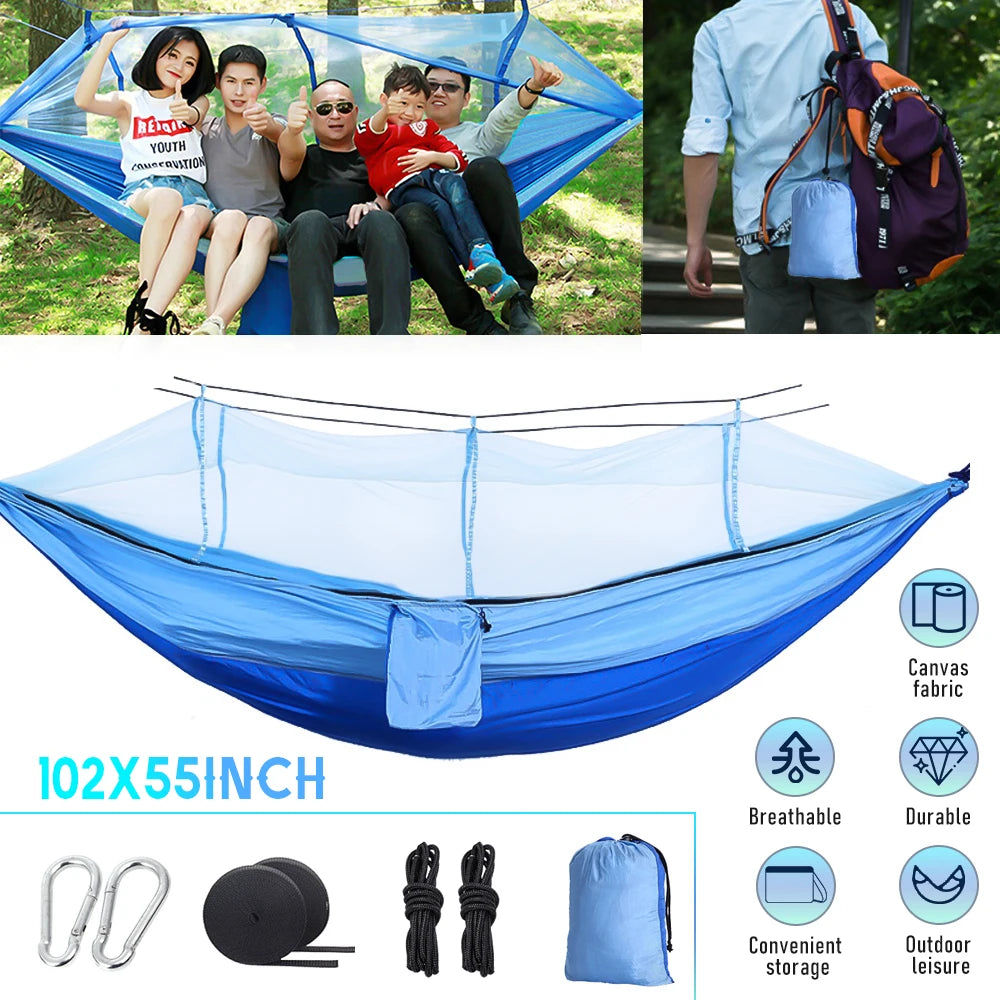 Camping Hammock With Mosquito Net 260 by 140cm Portable Camp